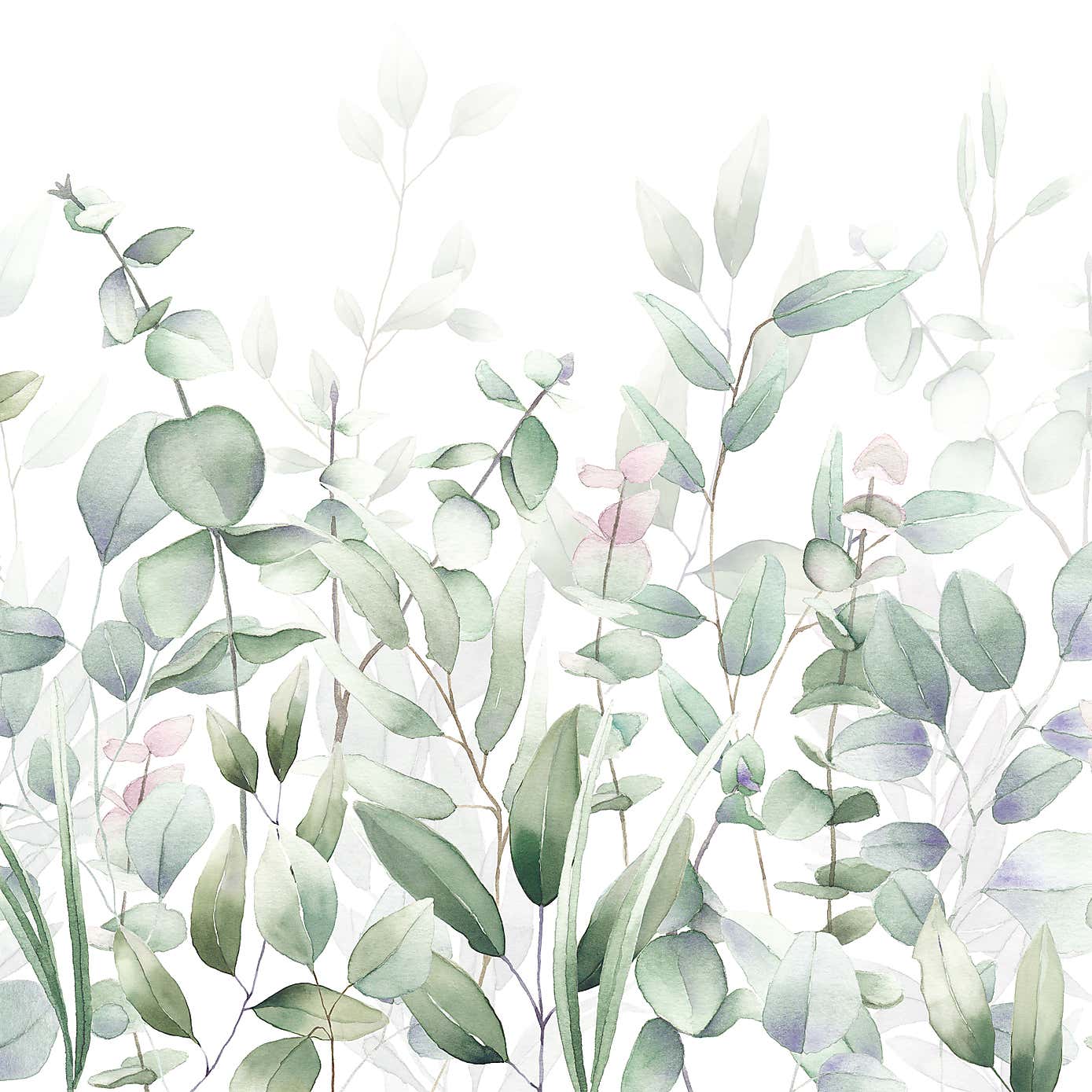 Watercolour Leaves Green Mural