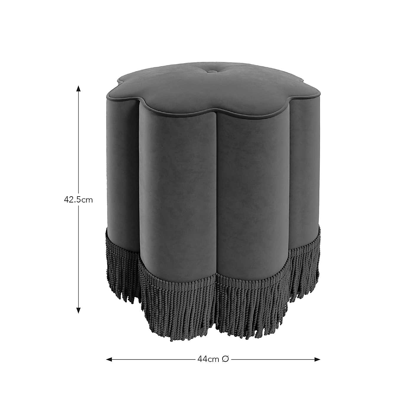 Flower Tassel Velvet Footstool