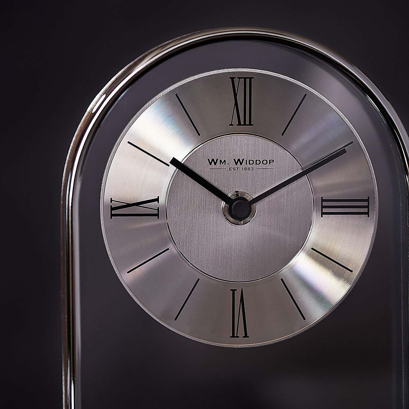 Widdop Chrome & Wood Veneer Mantel Clock