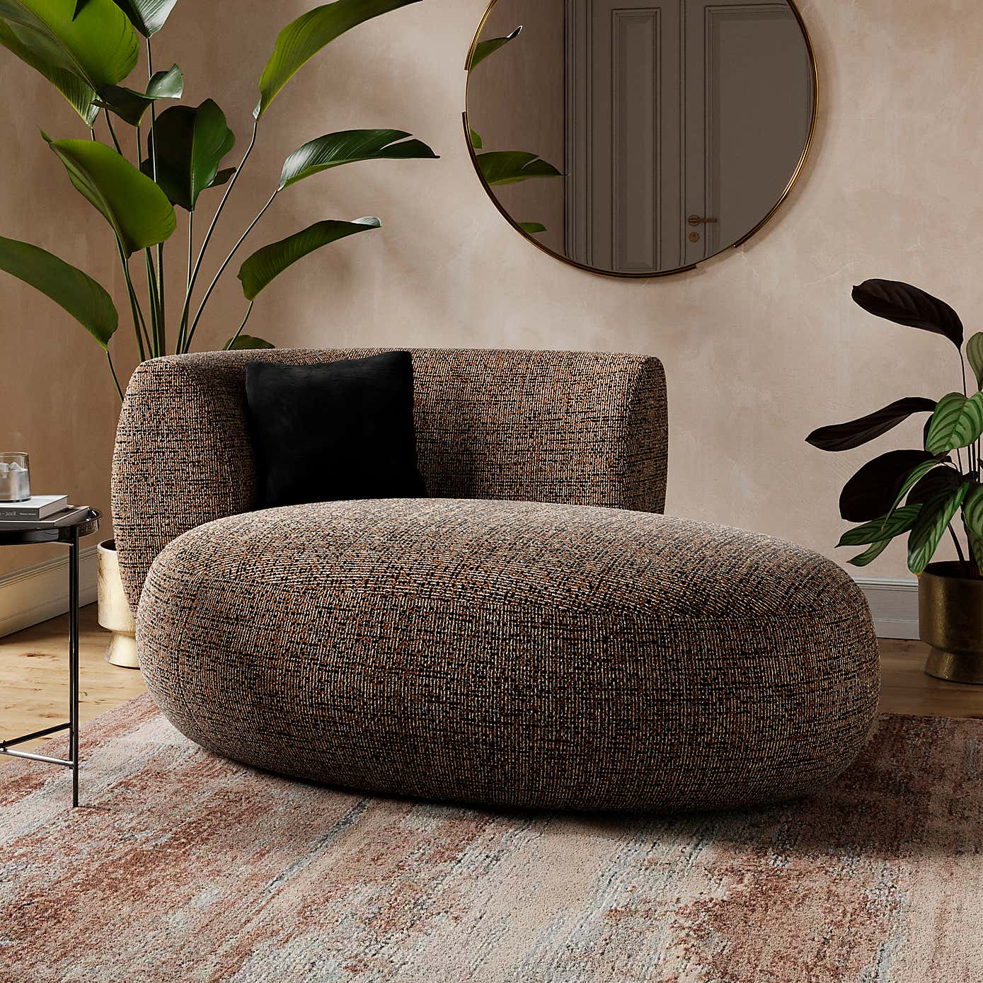 Lozenge Luxe Boucle Bronze Chaise Lounge