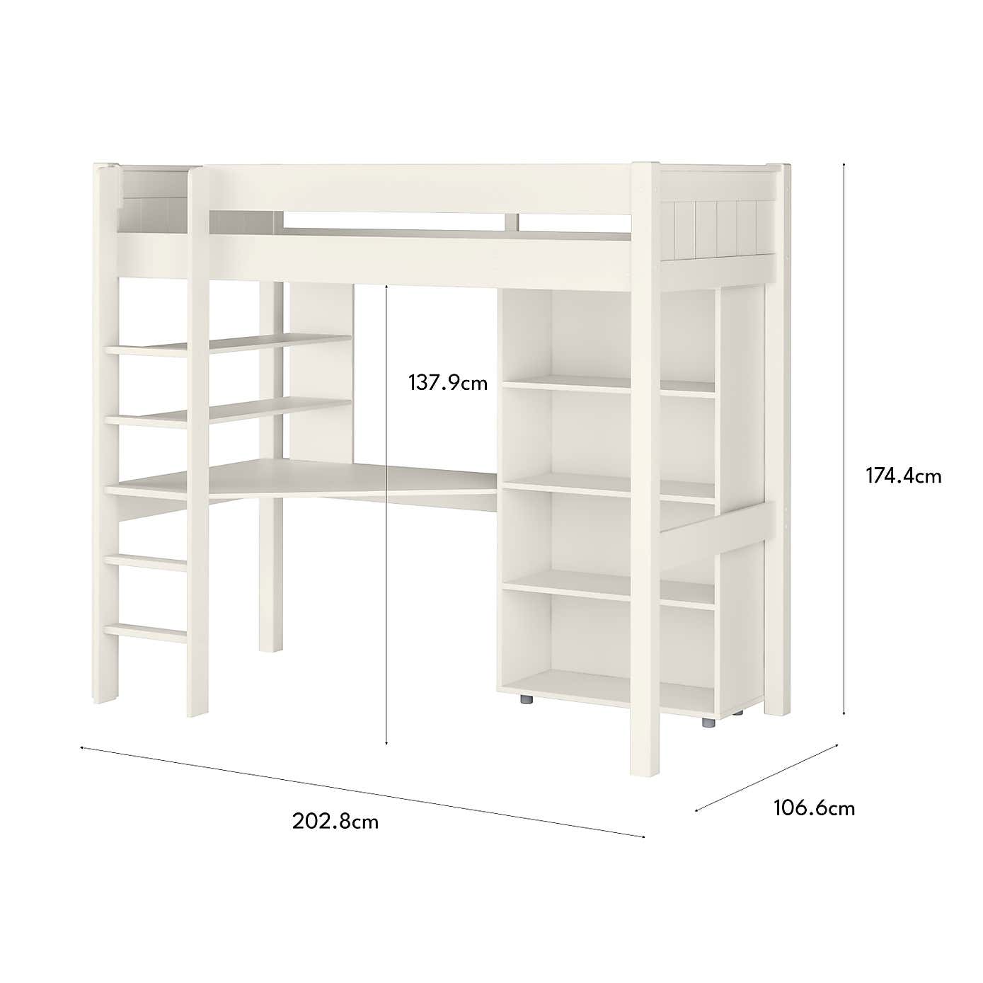 Stompa Classic Highsleeper with Desk and Bookcase