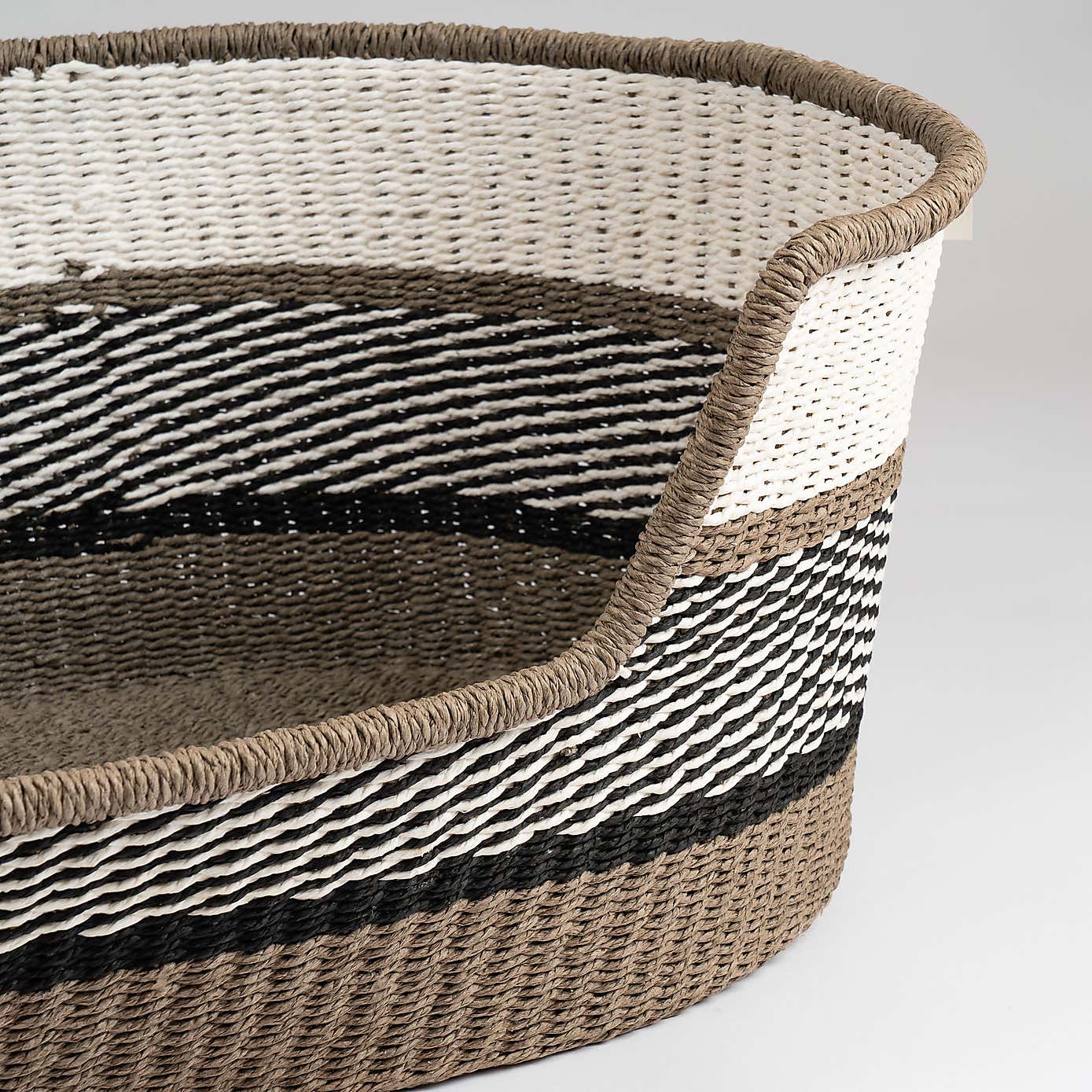 Grey Stripe Woven Pet Bed