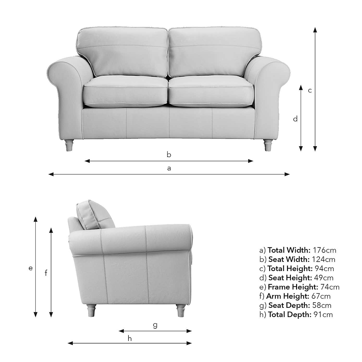 Flori Classic Leather 2 Seater Sofa