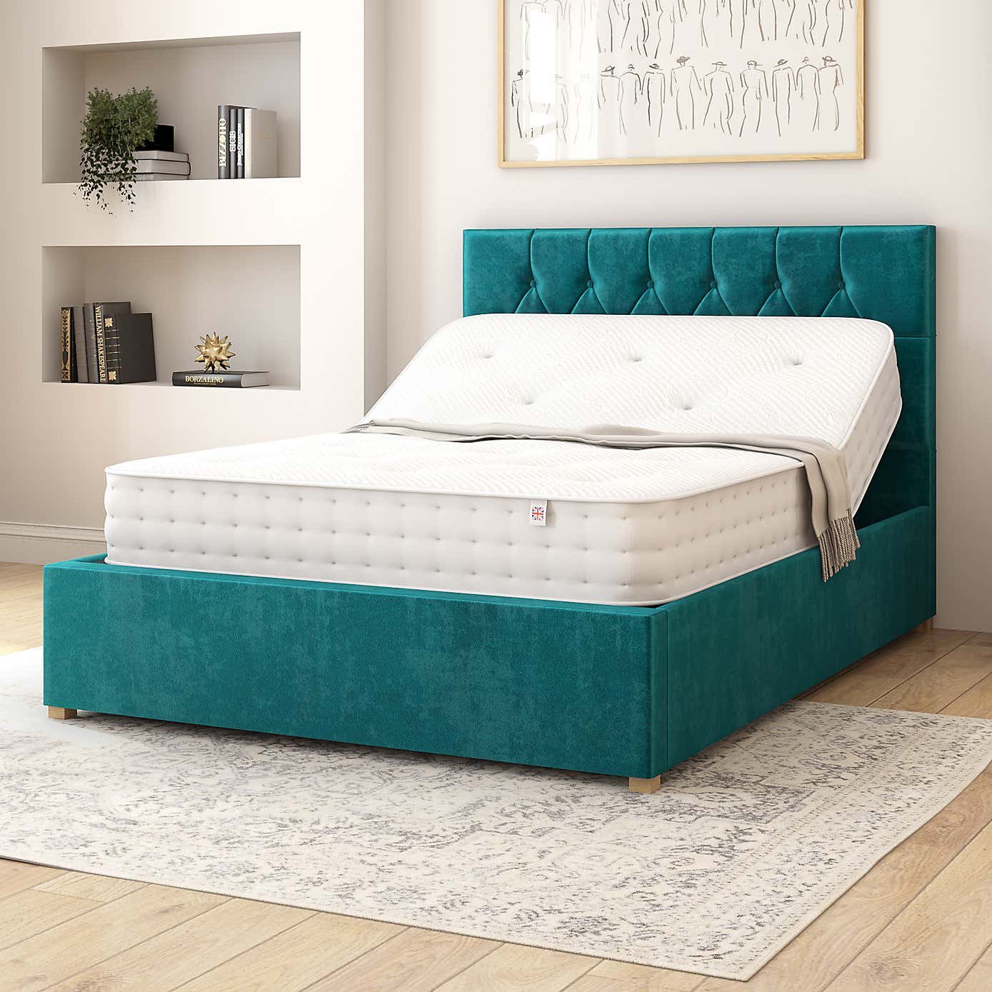 Olivier Plush Velvet Adjustable Bed