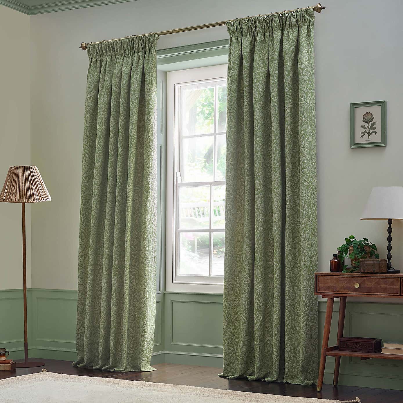 Morris & Co. Acorn Tonal Jacquard Pencil Pleat Curtains