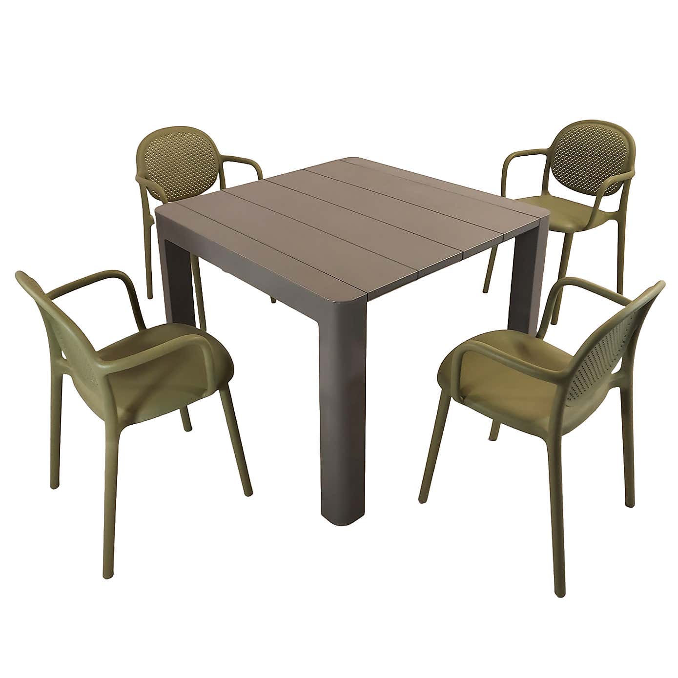 Modura Henrik Square Dining Table with 4 Stina Armchairs