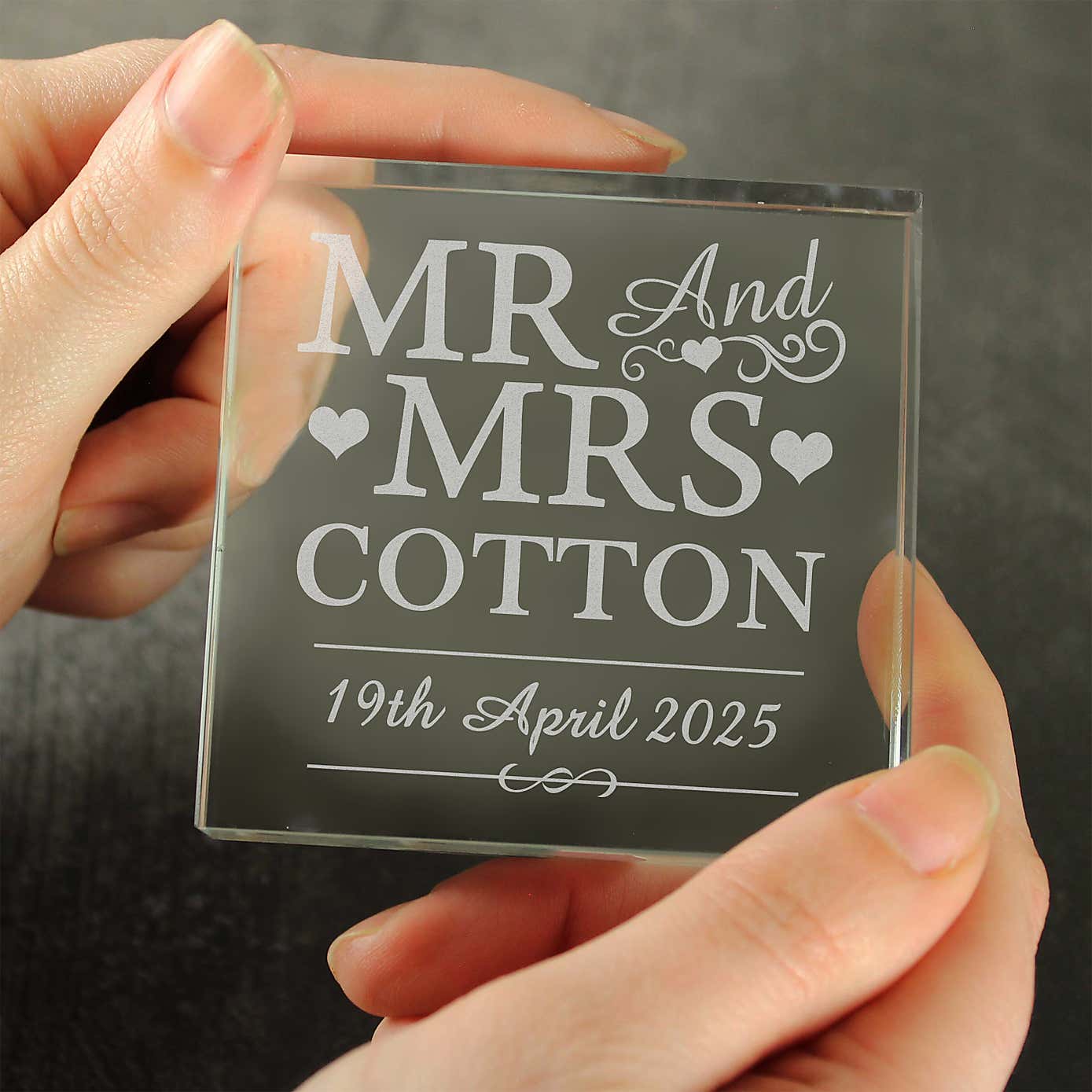 Personalised Mr and Mrs Crystal Token