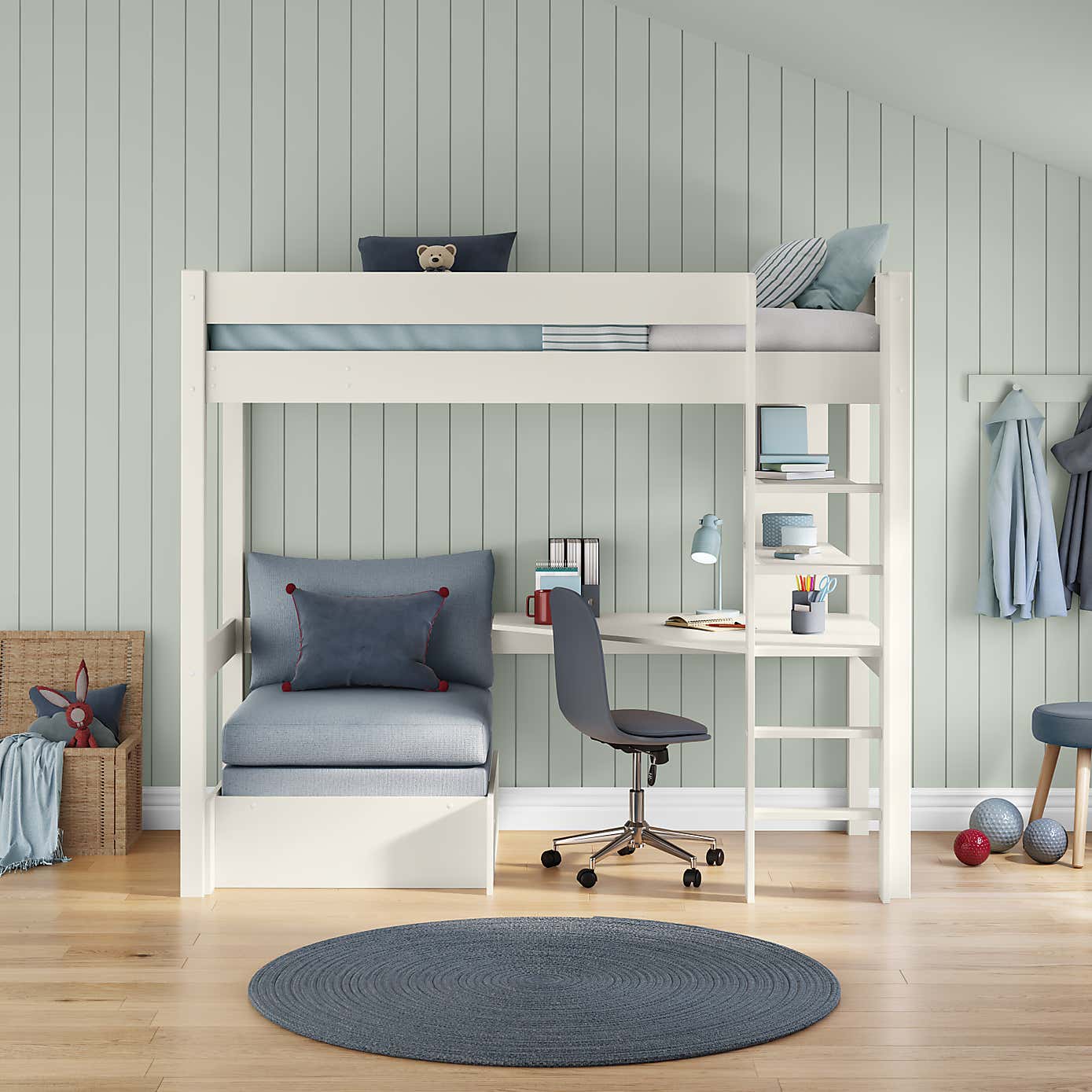 Stompa Classic Highsleeper with Desk And Chair Bed