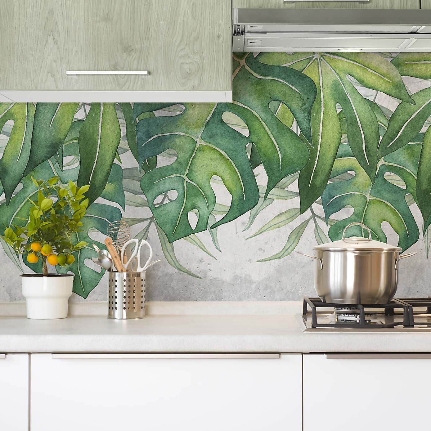 Palm Leaves Self Adhesive Backsplash Wallpaper