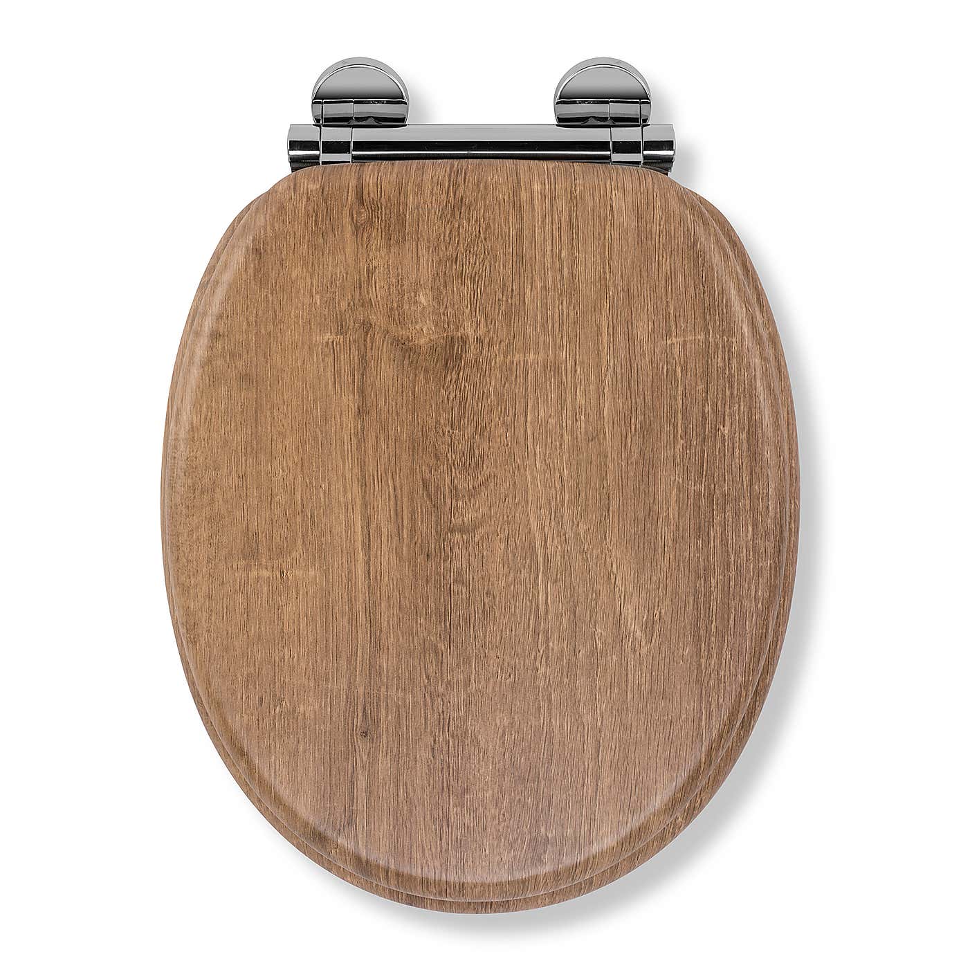 Croydex Ontario Teak Effect Flexi Fix Oval Toilet Seat