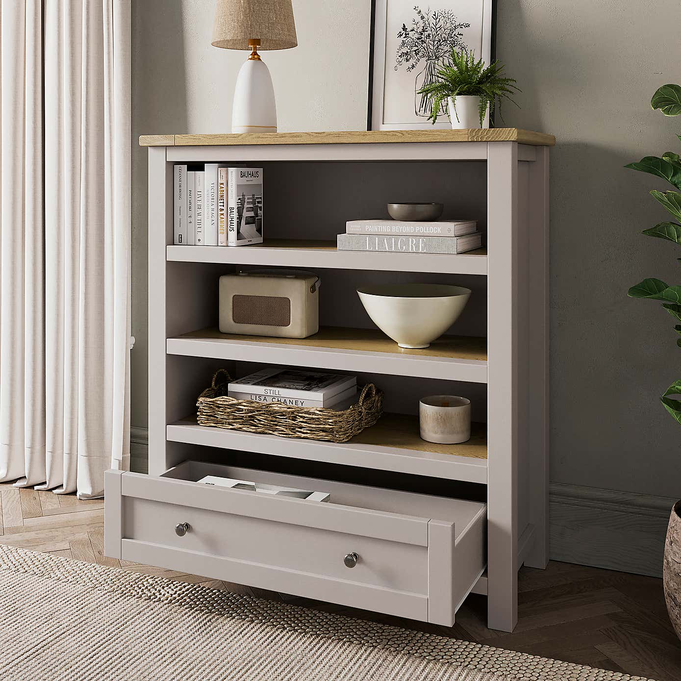 Olney Low Bookcase, Stone