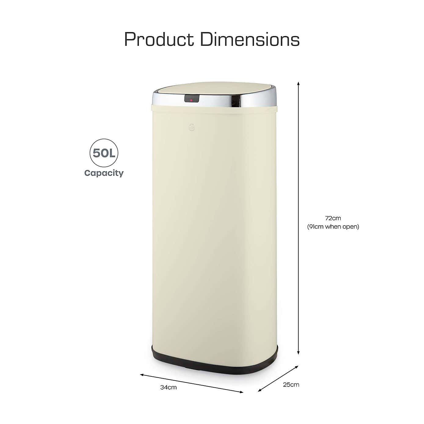 Swan 50L Square Sensor Bin