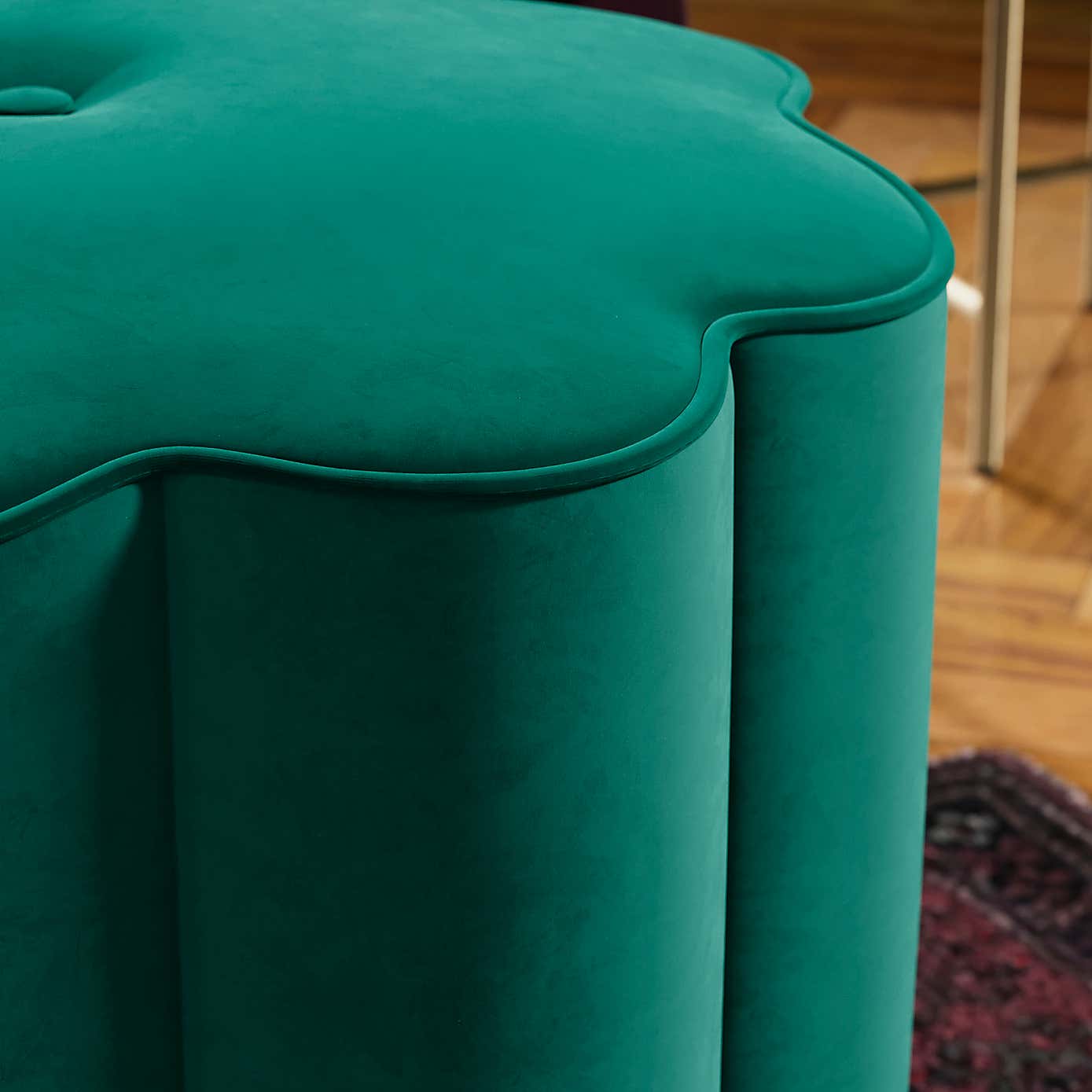 Flower Tassel Velvet Footstool