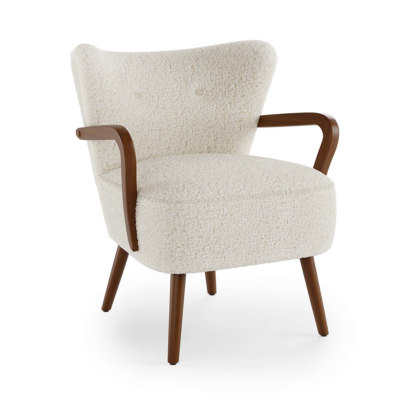 Eliza Ivory Borg Wooden Arm Cocktail Chair