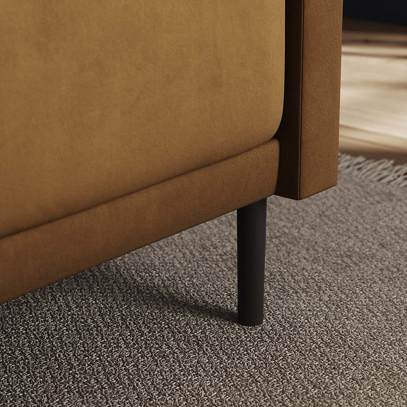 Amali Corner Dining Bench, Matte Plush Velvet