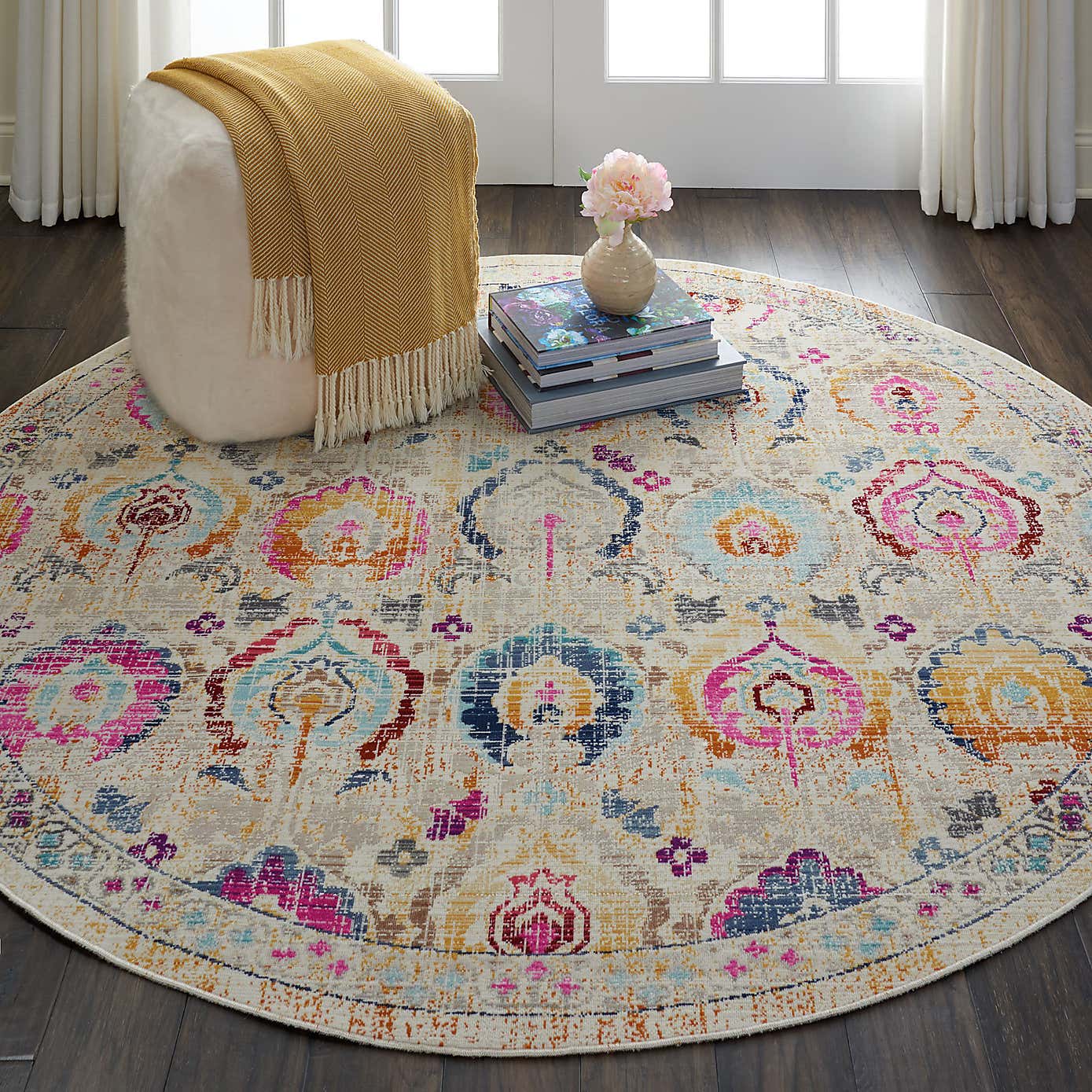 Vintage Kashan 4 Round Rug
