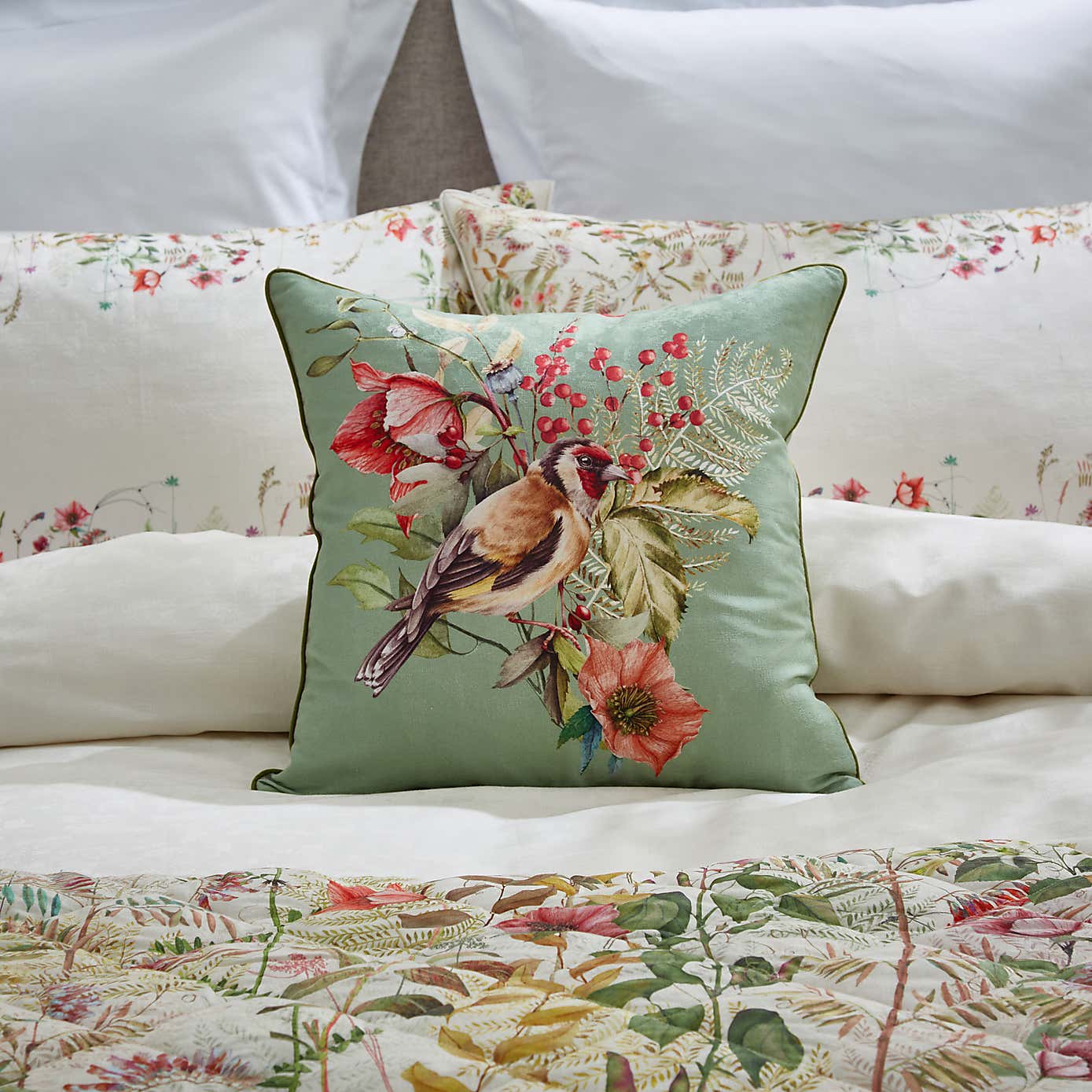 Dorma Rambling Rose Cream Cushion 45cm x 45cm