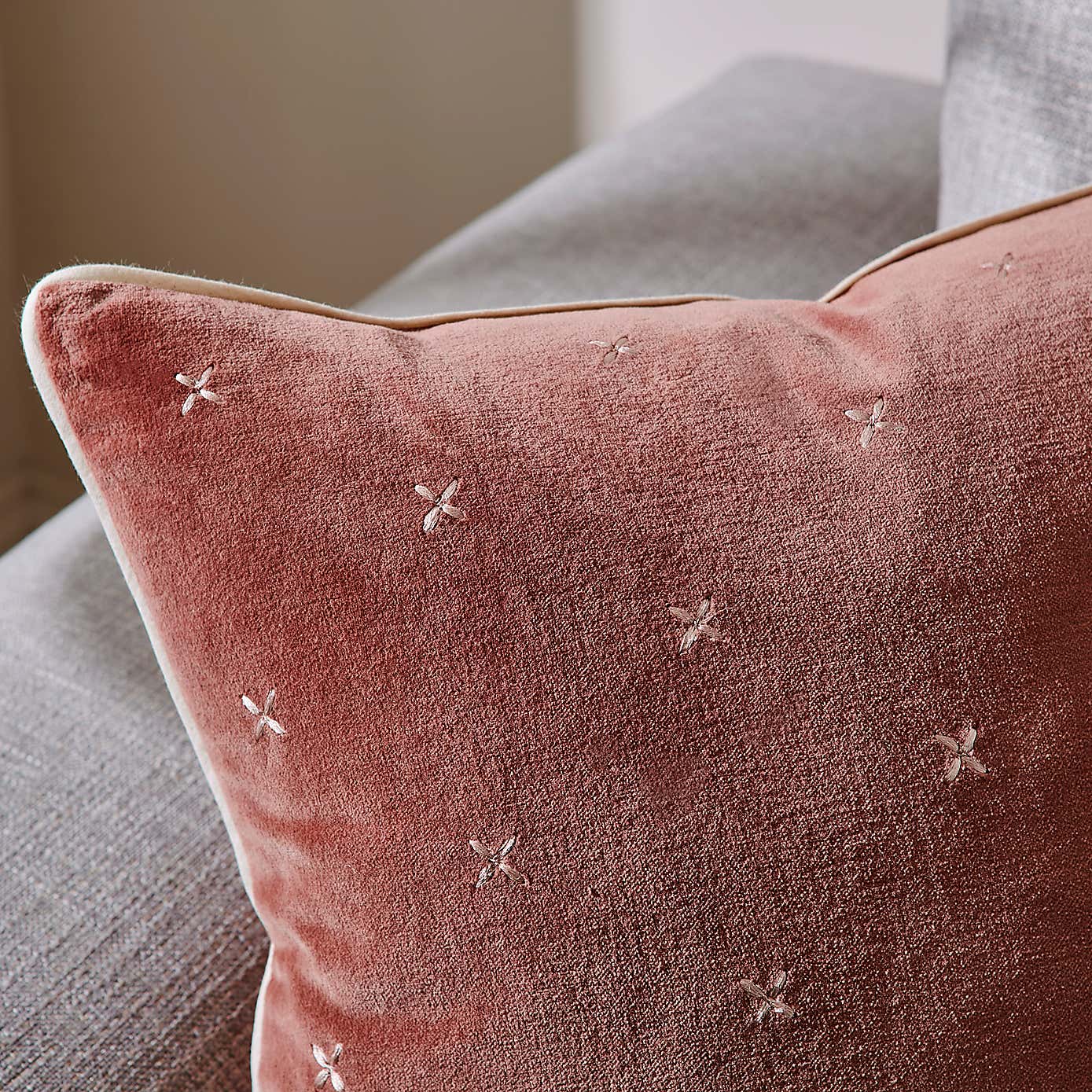 Cross Stitch Cotton Velvet Square Cushion