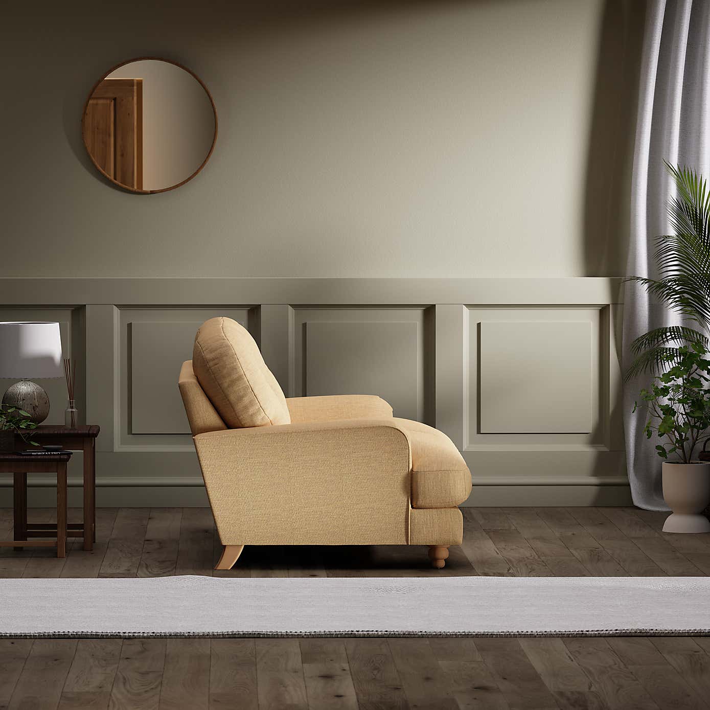 Martha Faux Linen 3 Seater Sofa Natural