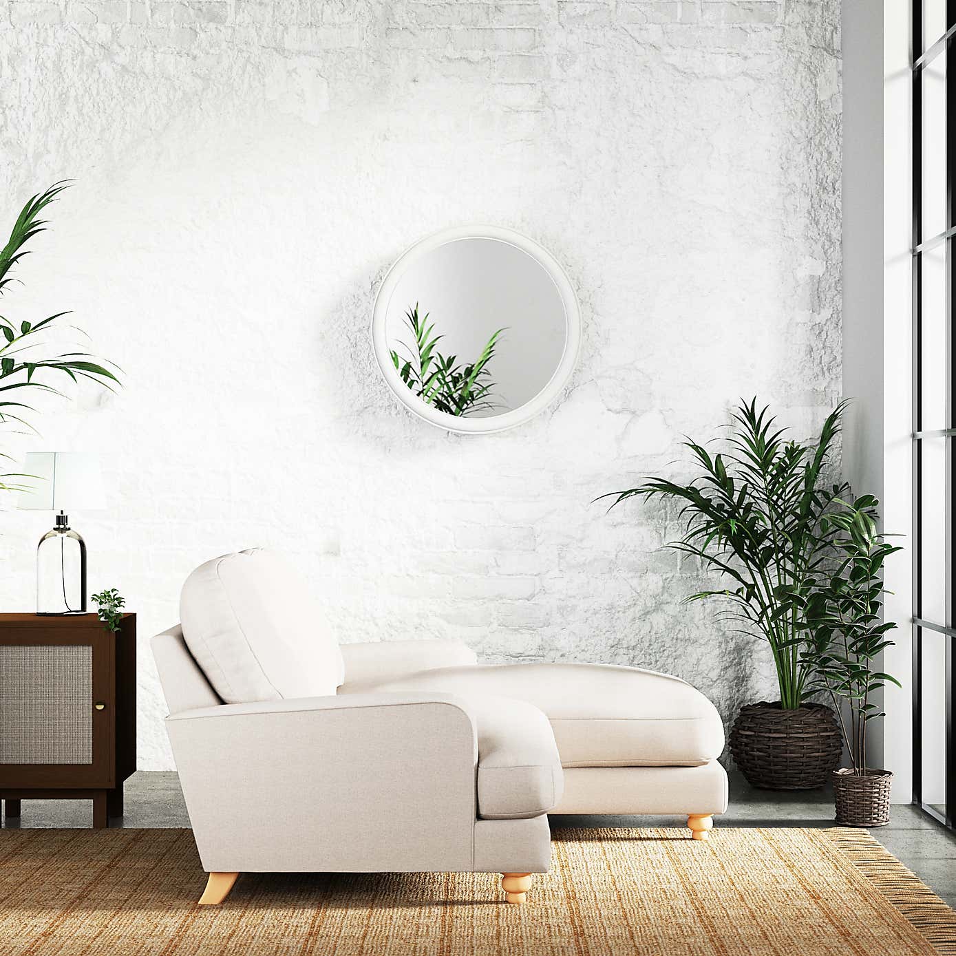 Martha Slub Faux Linen Corner Chaise Sofa