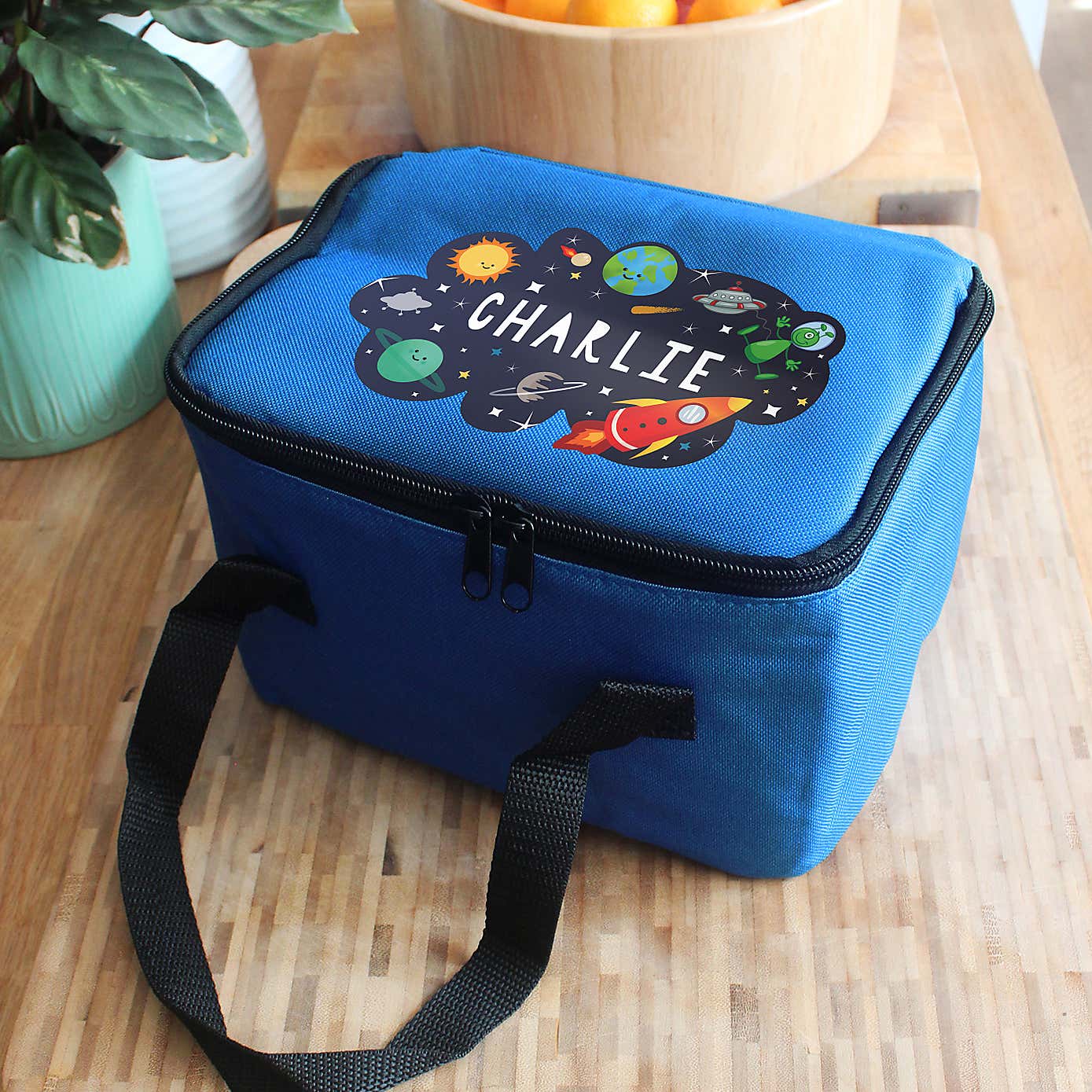 Personalised Blue Space Lunch Bag