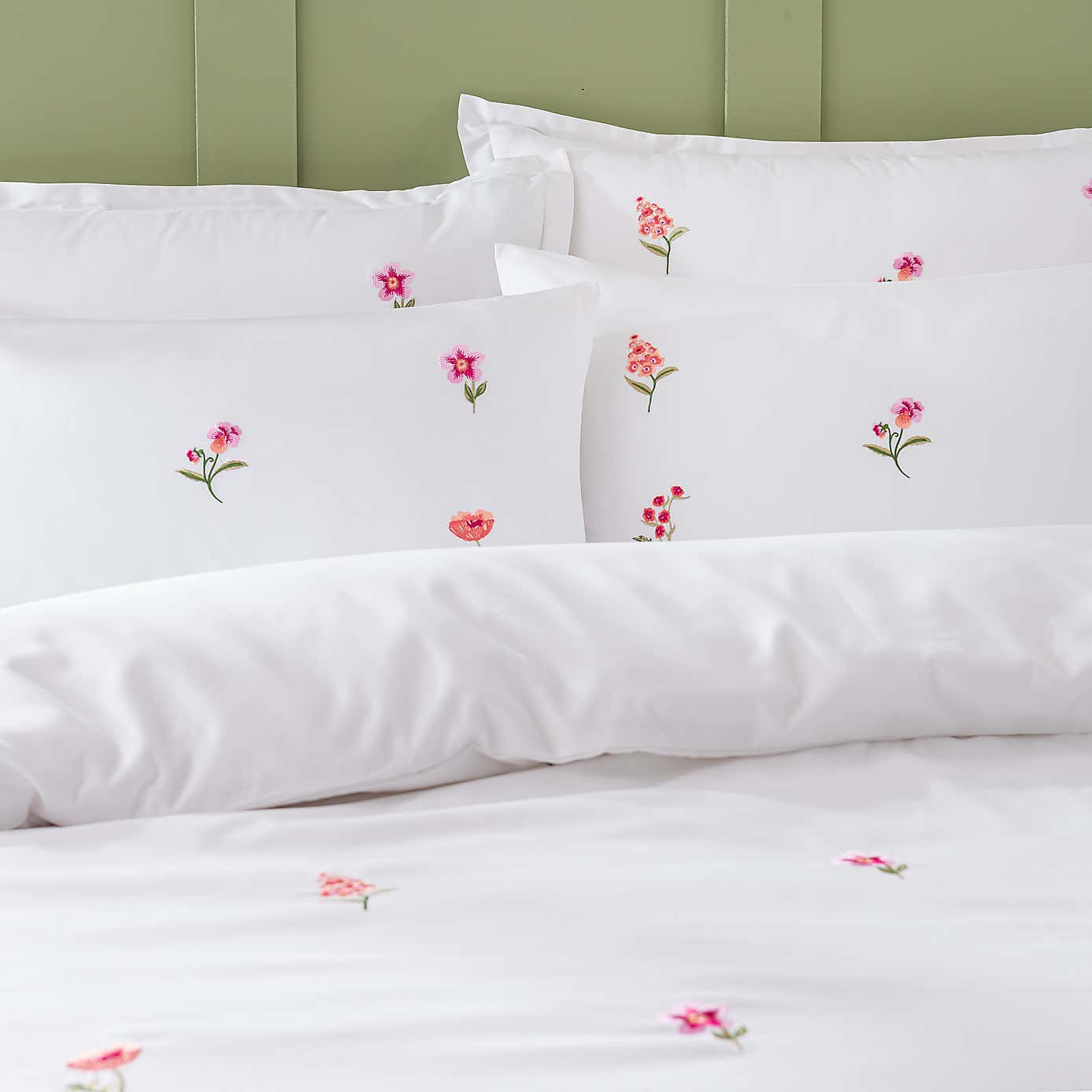 Rosetta Floral Embroidery Duvet Cover & Pillowcase Set
