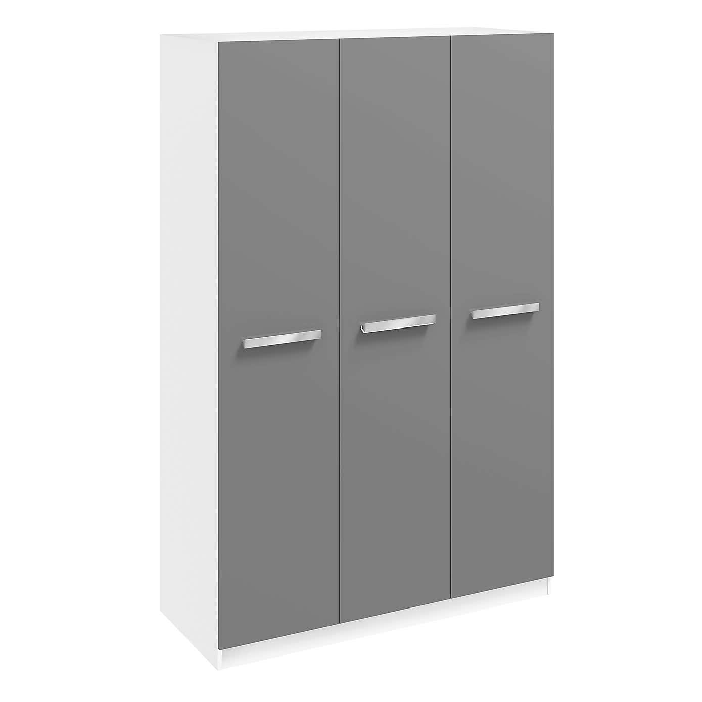 Sudbury Triple Wardrobe, White and Grey