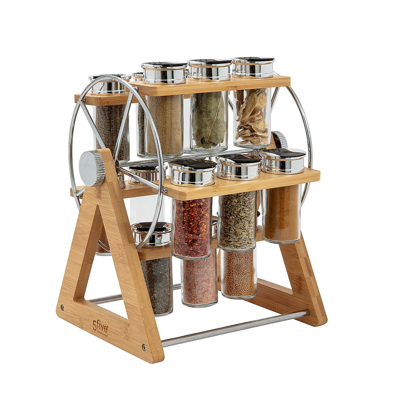 Bamboo 15 Jar Wheel Spice Rack Set