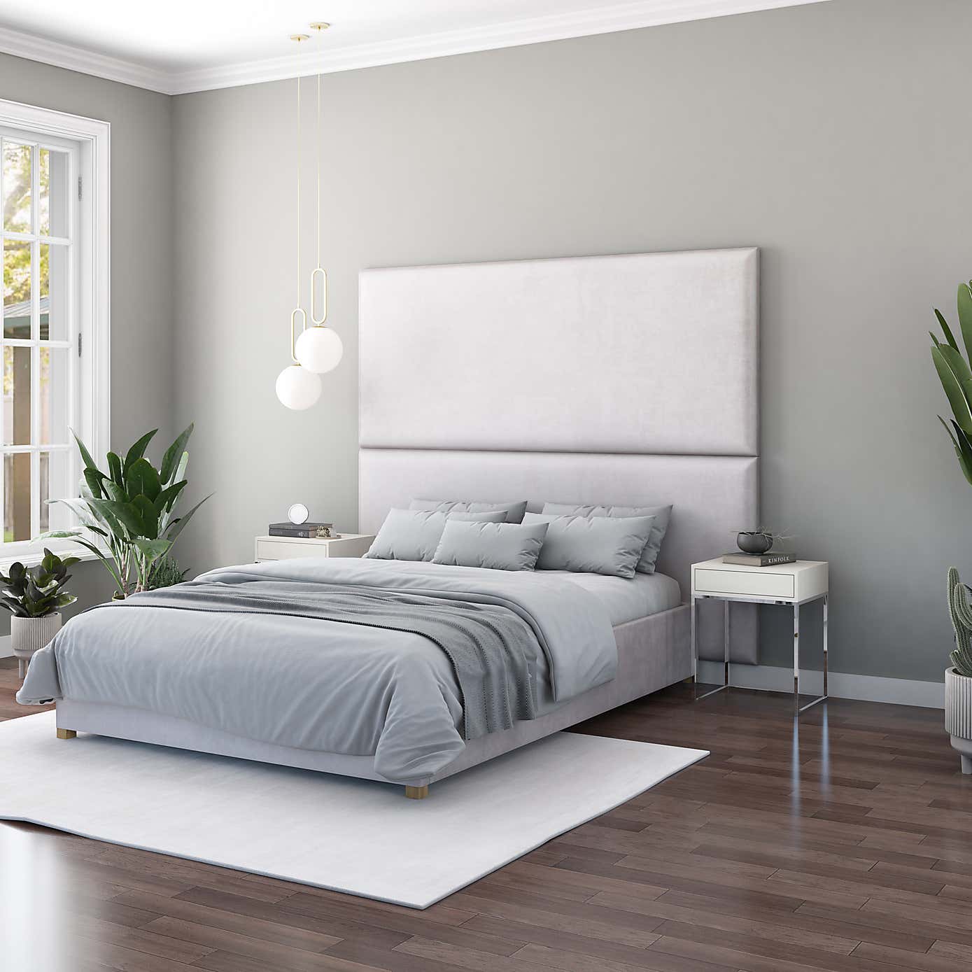 Hanging Wall Panel Dual Mount Plush Velvet Headboard