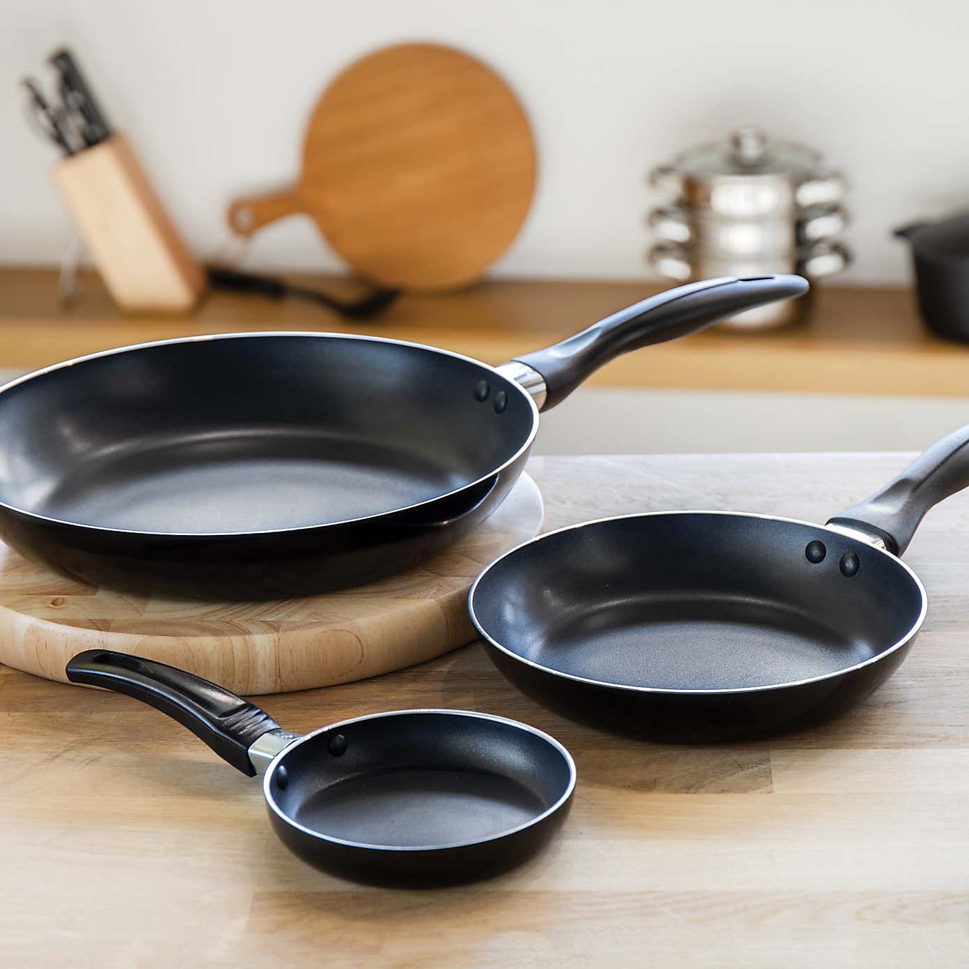 KitchenCraft Non-Stick Aluminium 3 Piece Frying Pan Set