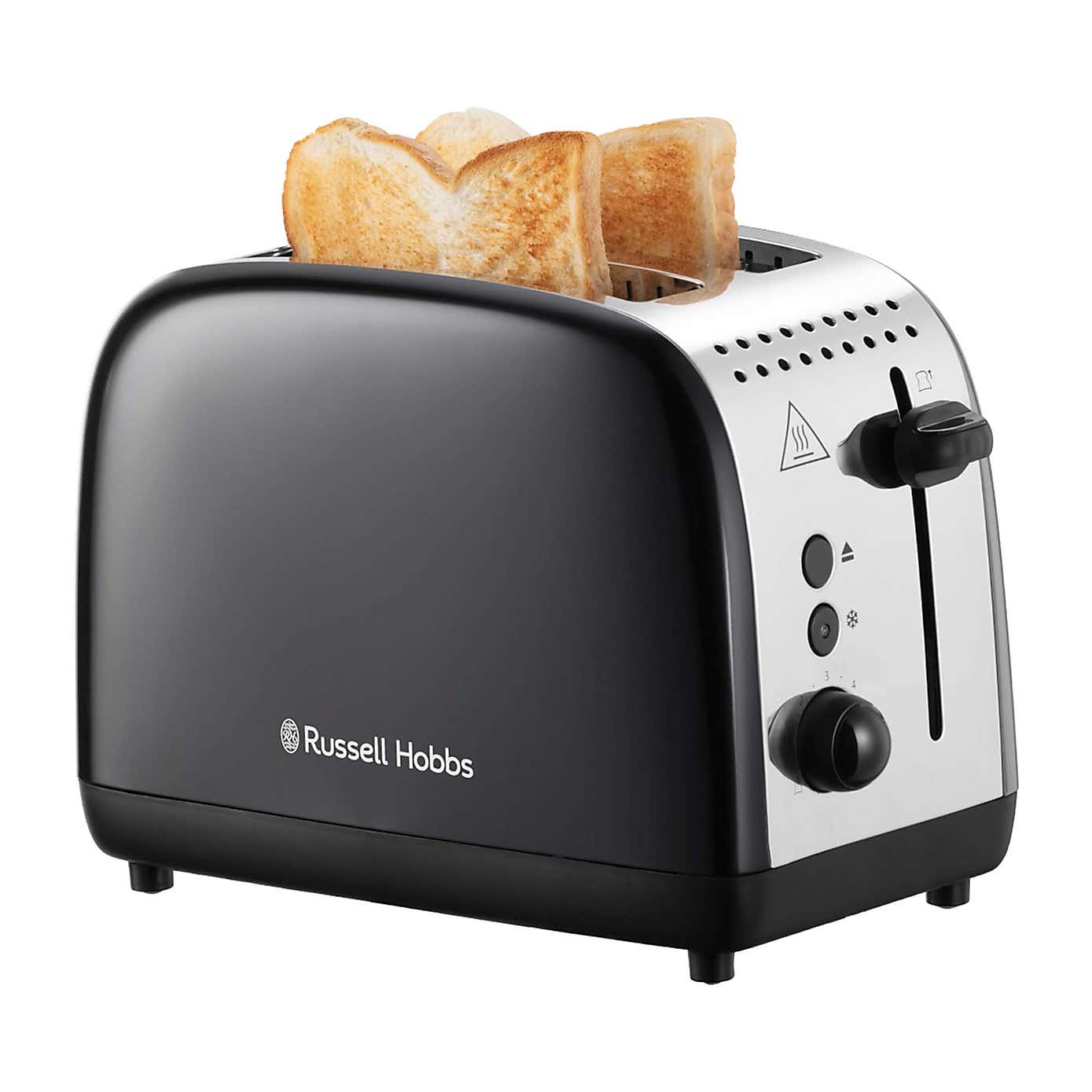 Russell Hobbs 2 Slice Stainless Steel Lift & Look Black Toaster