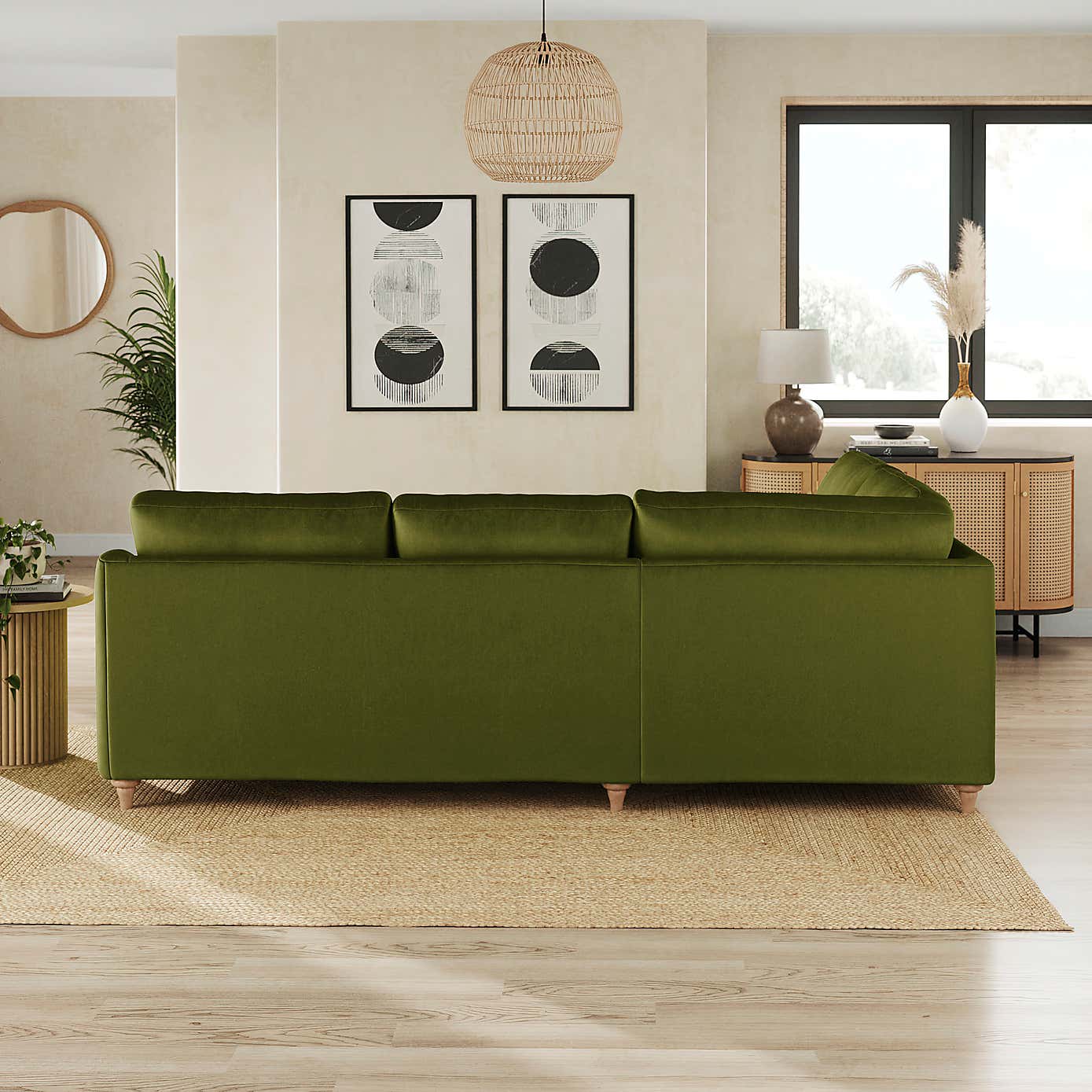 Hattie Matte Plush Velvet Corner Sofa