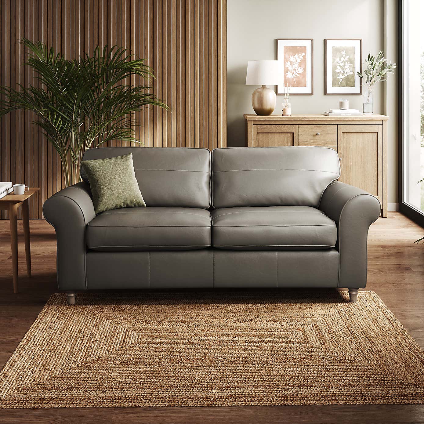 Flori Classic Leather 3 Seater Sofa
