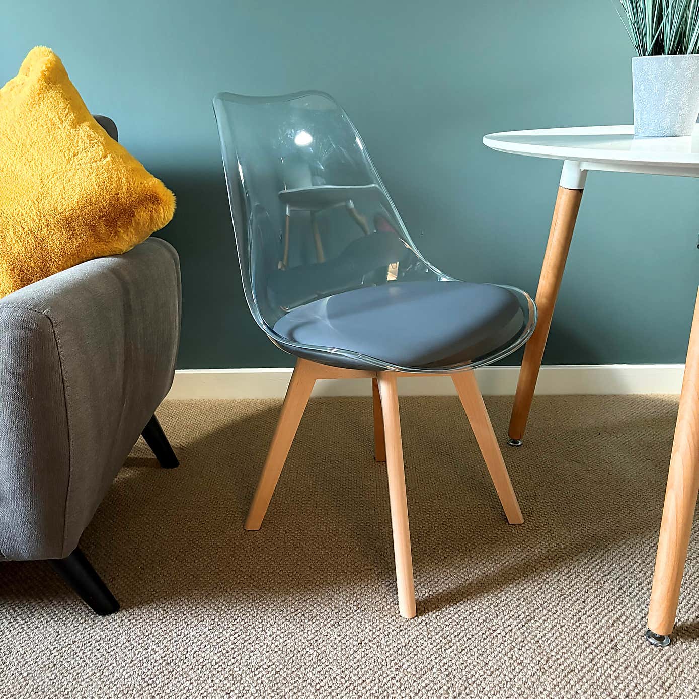 Fusion Living Soho Clear Plastic Dining Chair with Squared Legs