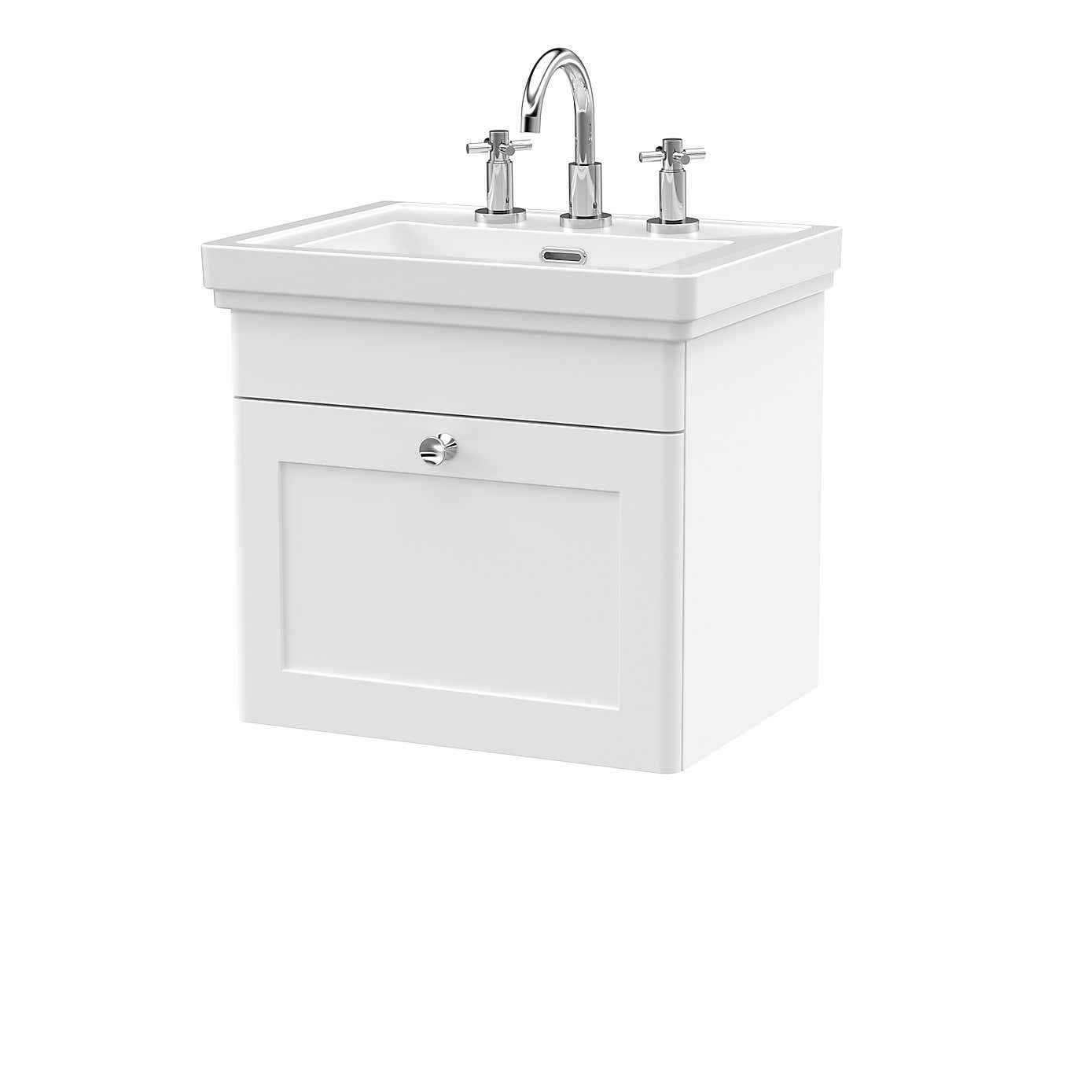 Classique Wall Mounted 1 Drawer Vanity Unit with Basin