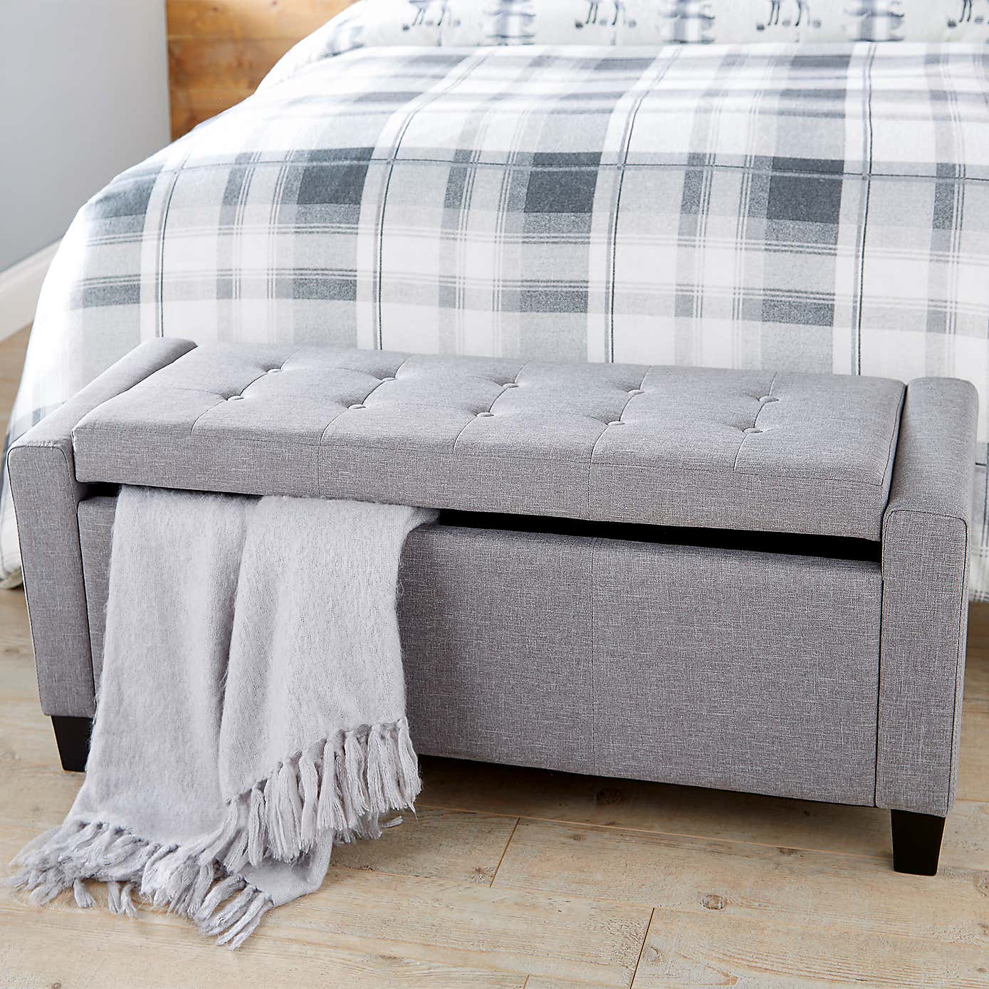 Verona Upholstered Ottoman in Grey