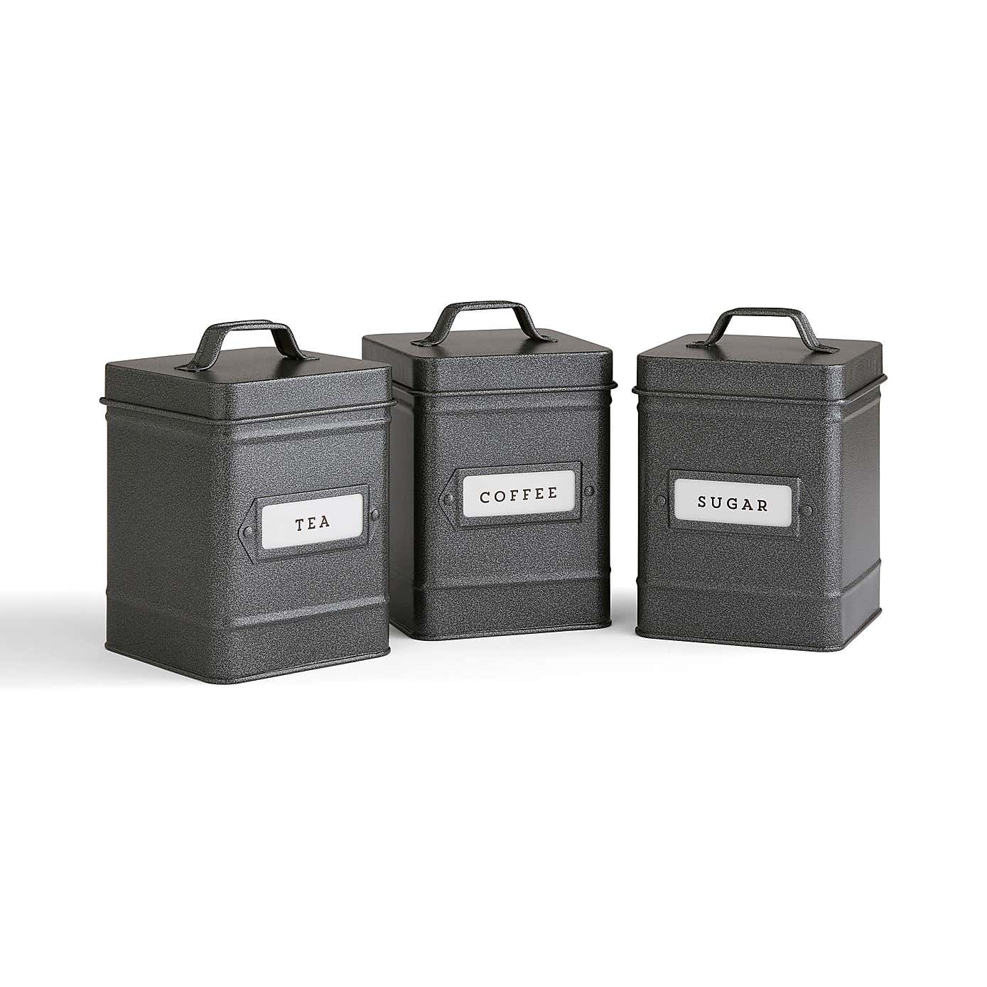 Set of 3 Industrial Kitchen Canisters