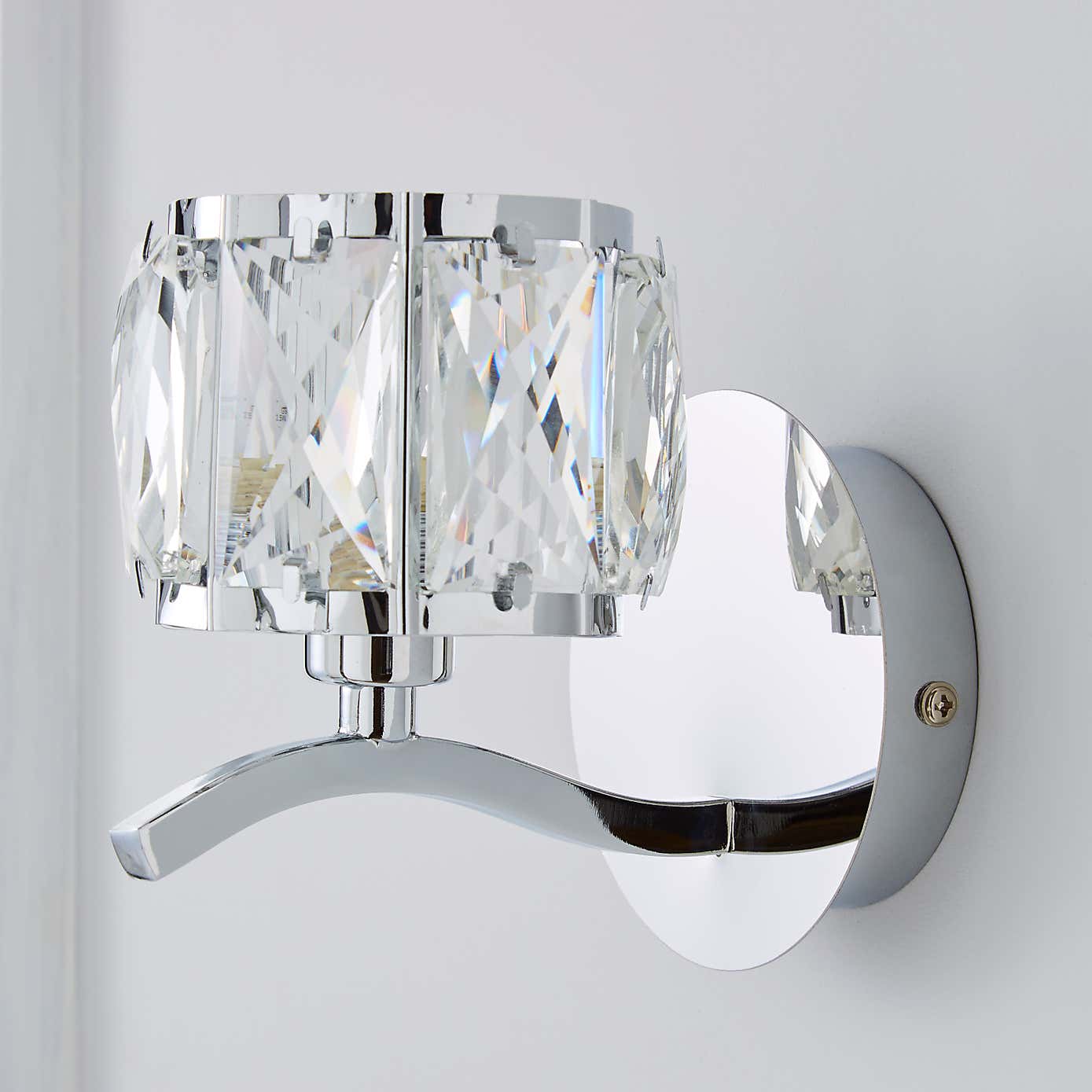 Kleio Glass Chrome Wall Light Twin Pack
