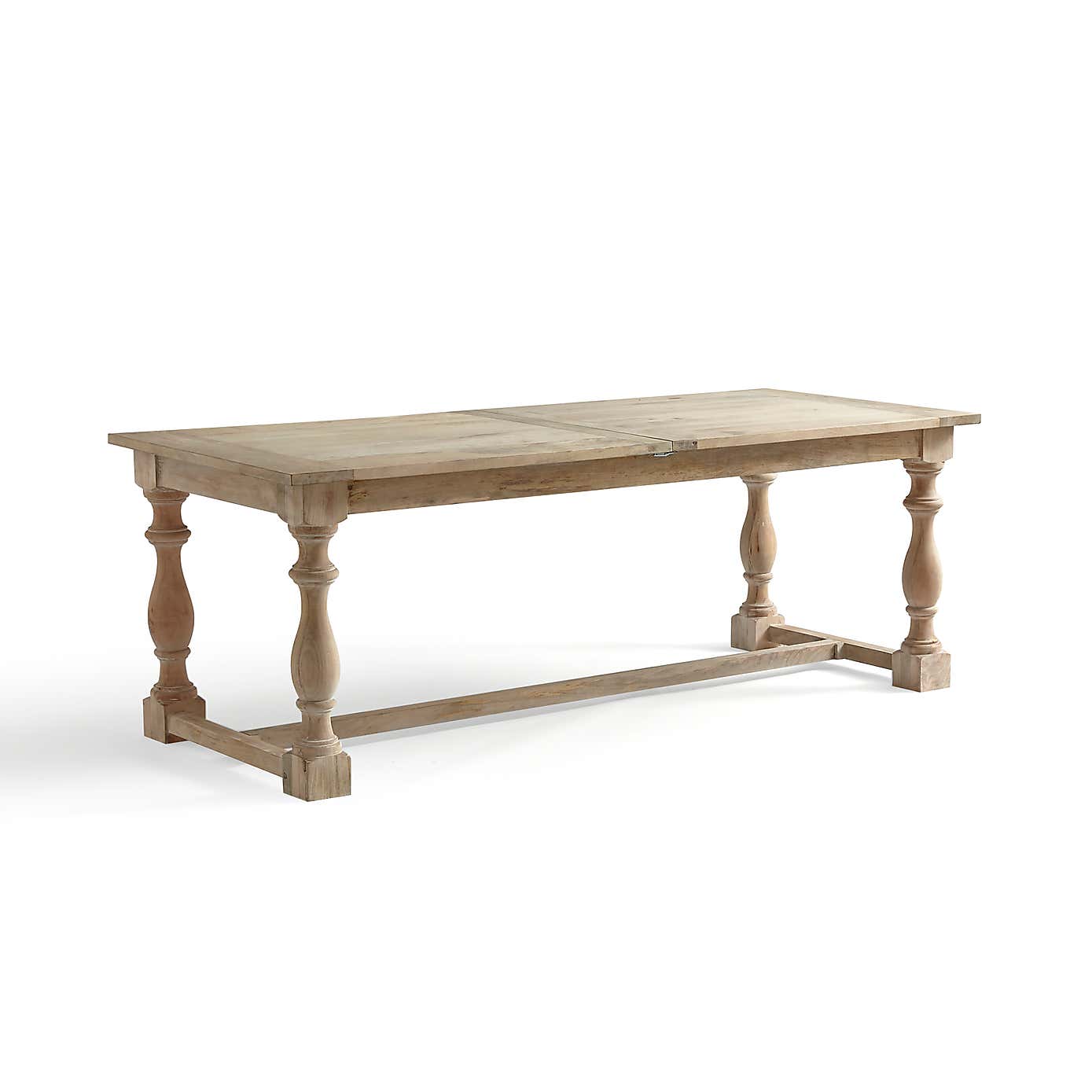 Bridget 8 Seater Rectangular Extendable Dining Table, Whitewash Mango Wood
