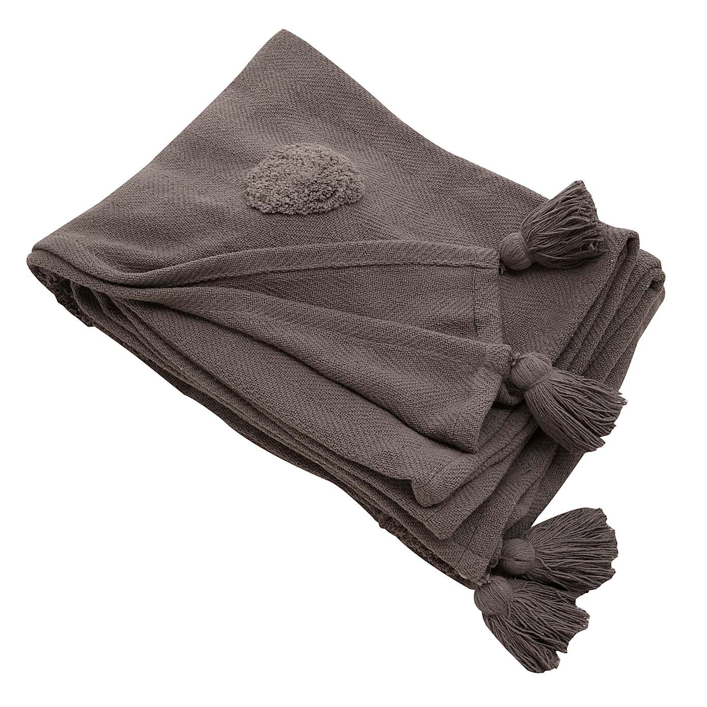 Grey Polka Tufted Throw