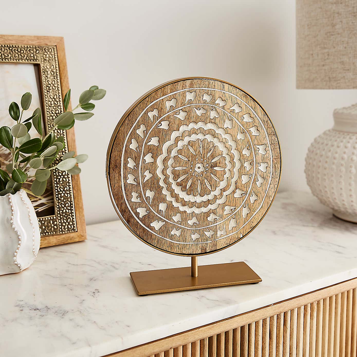 Patterned Mango Wood Round Ornament