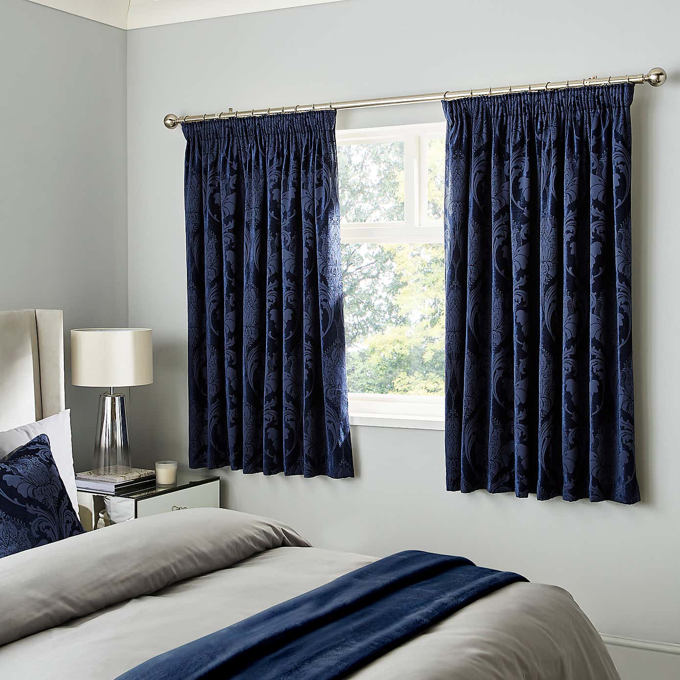 Zahra Chenille Jacquard Pencil Pleat Curtains