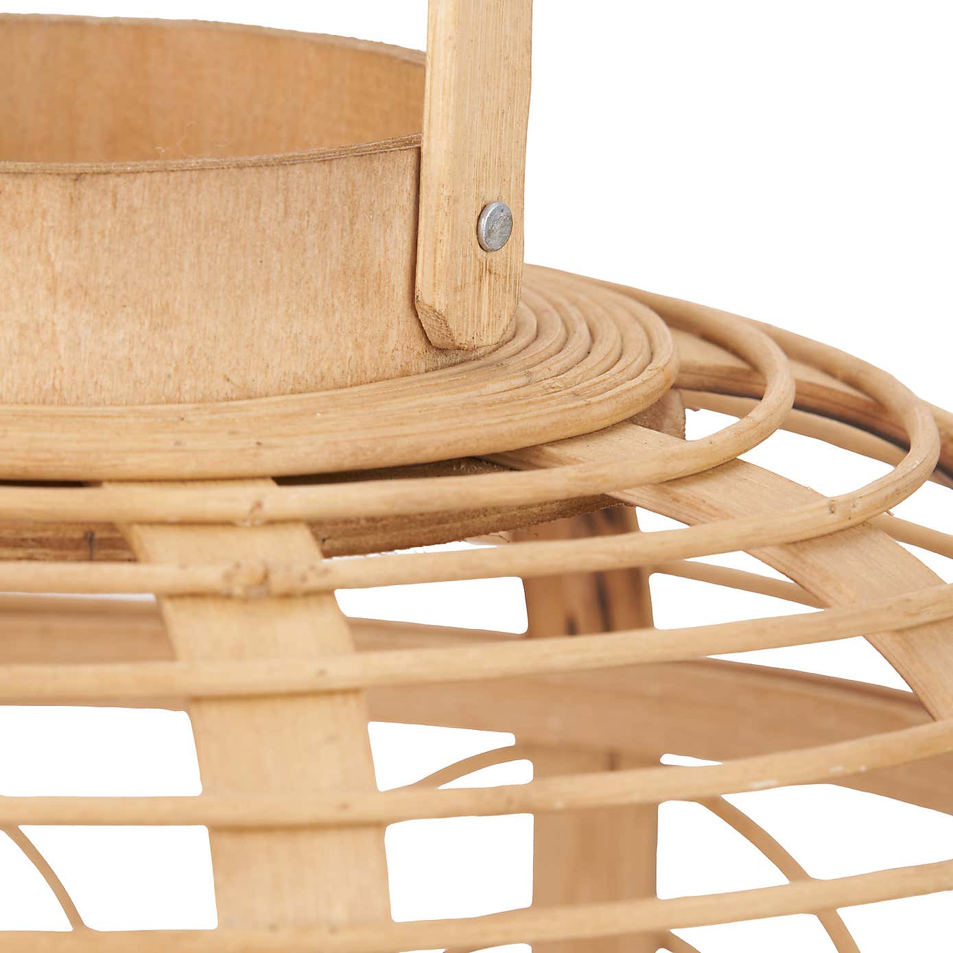 Large Natural Bamboo and Glass Lantern