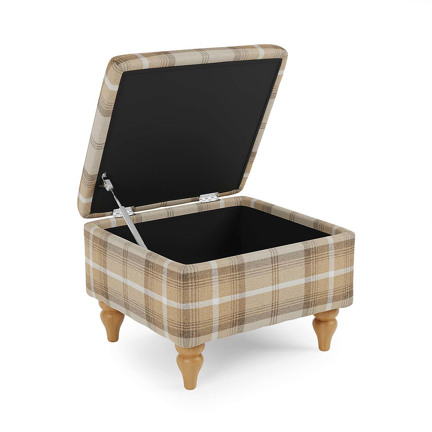 Oswald Check Storage Footstool Tapered Leg