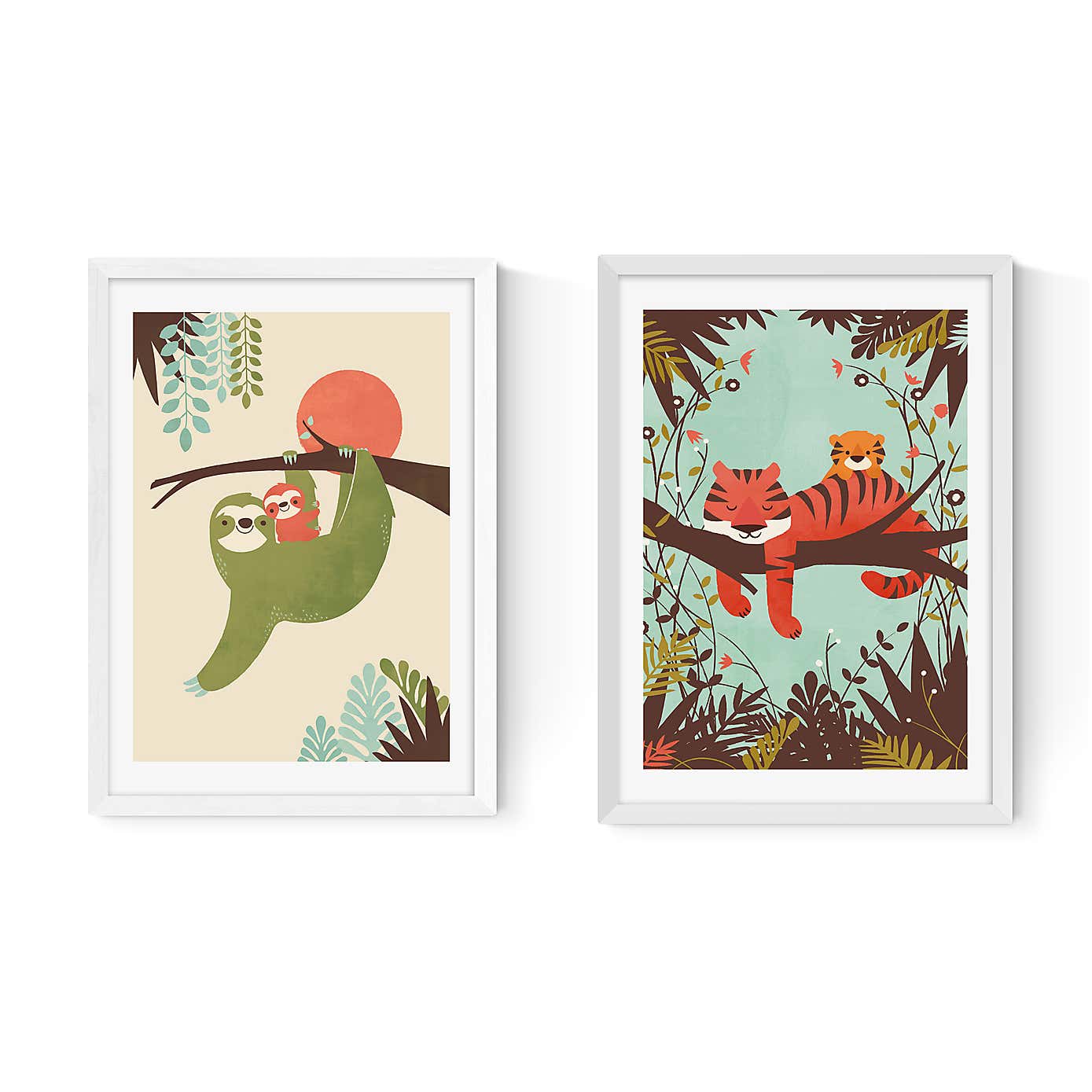 Set of 2 East End Prints Sloth & Tiger Prints