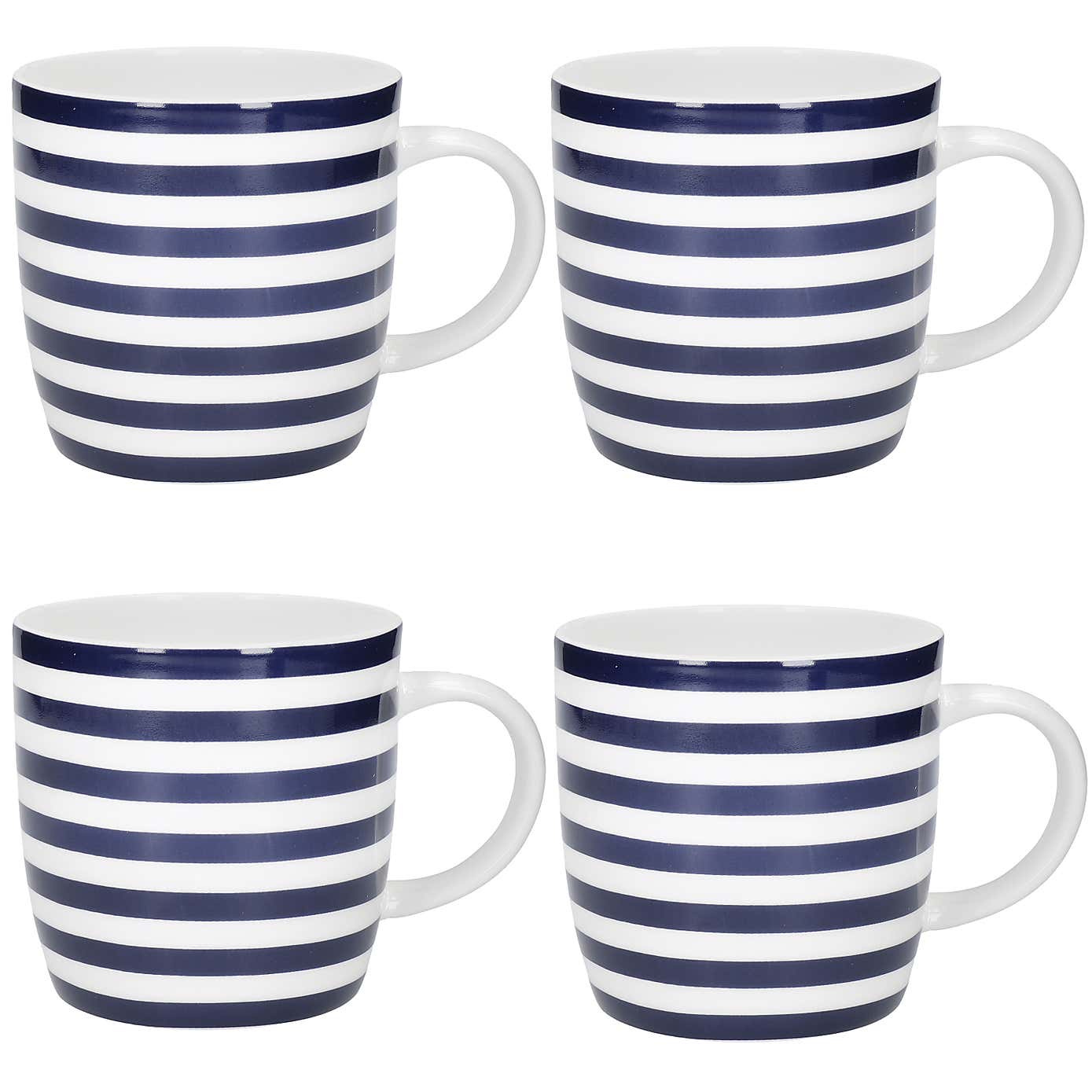 Kitchencraft Set of 4 Blue and White Stripe Mugs