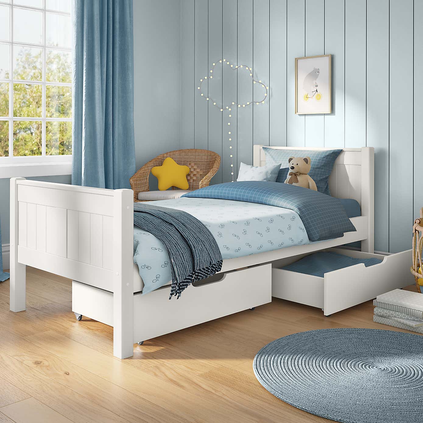 Stompa Pine Bed with 2 Underbed Drawers