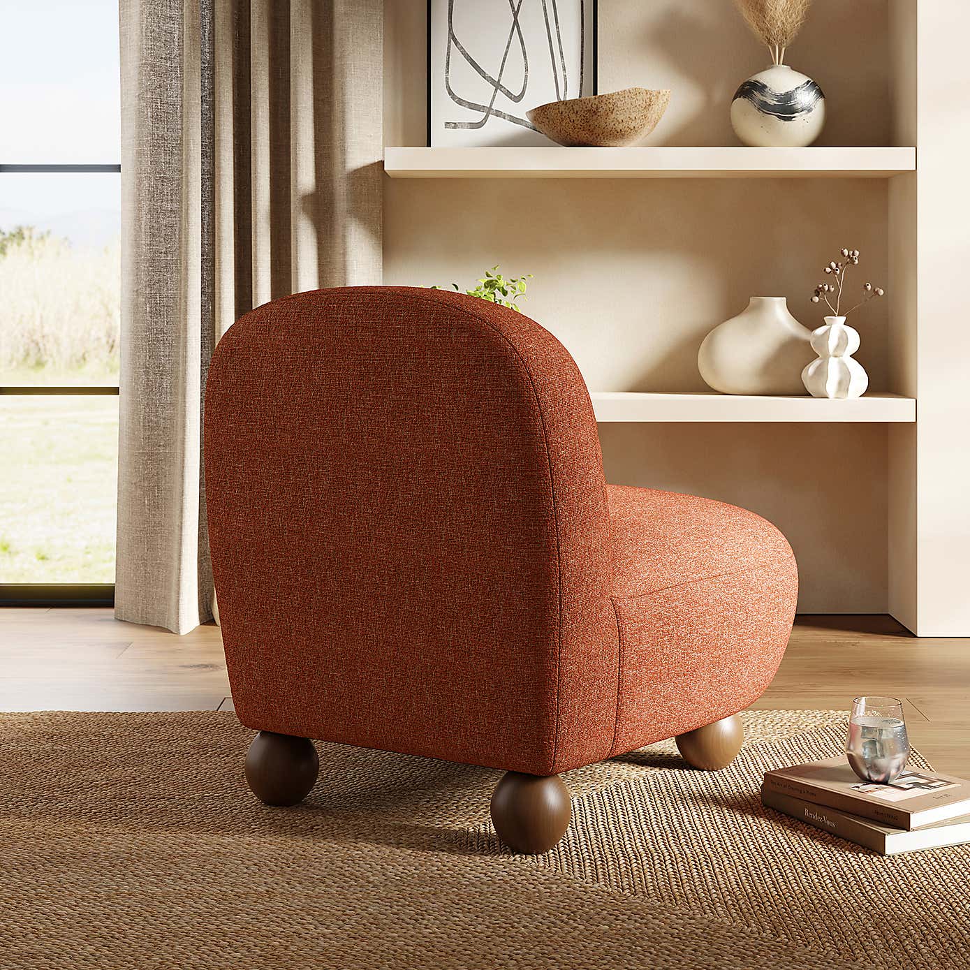 Nylah Multi Tone Boucle Curved Accent Chair