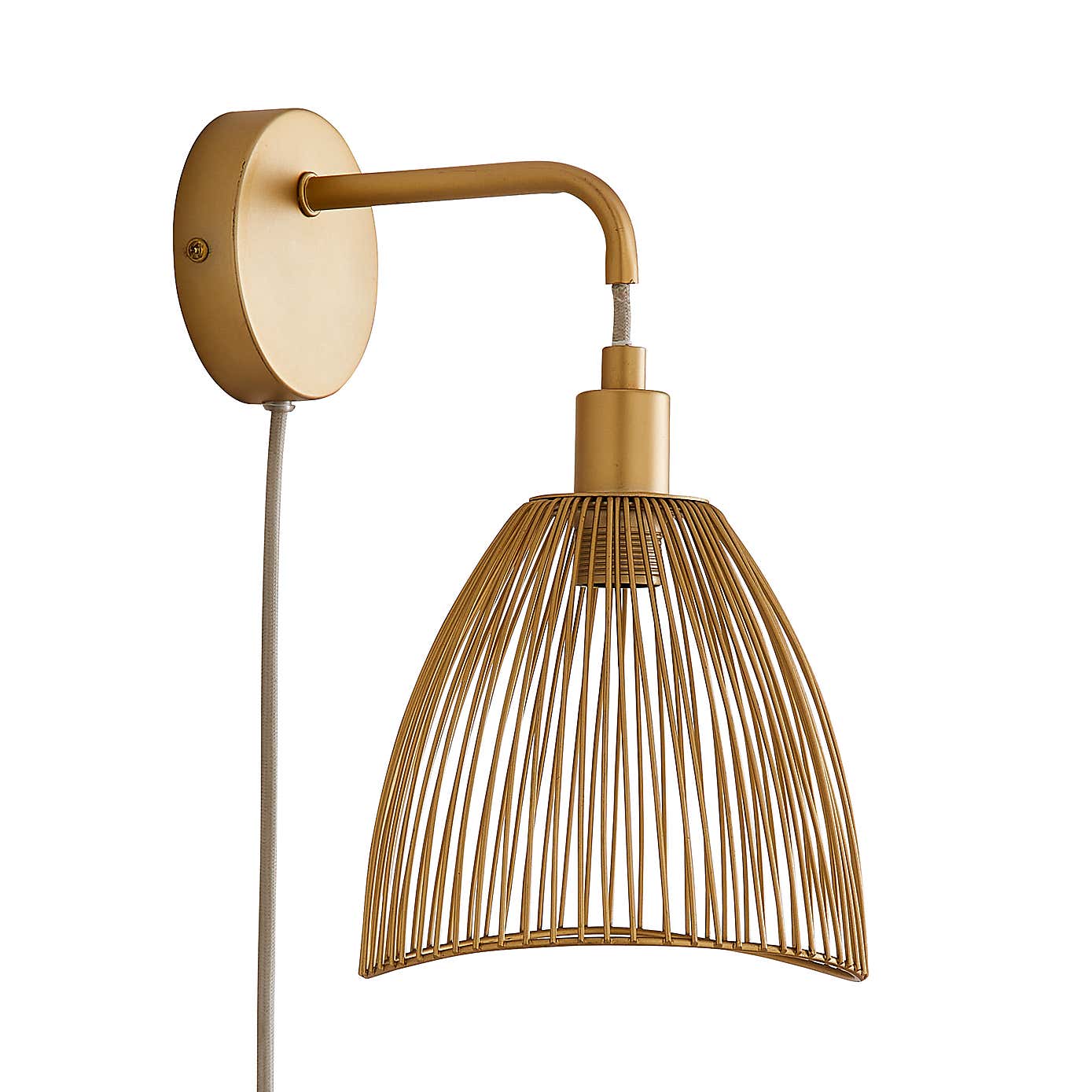 Elements Jaula Rattan Easy Fit Plug In Wall Light