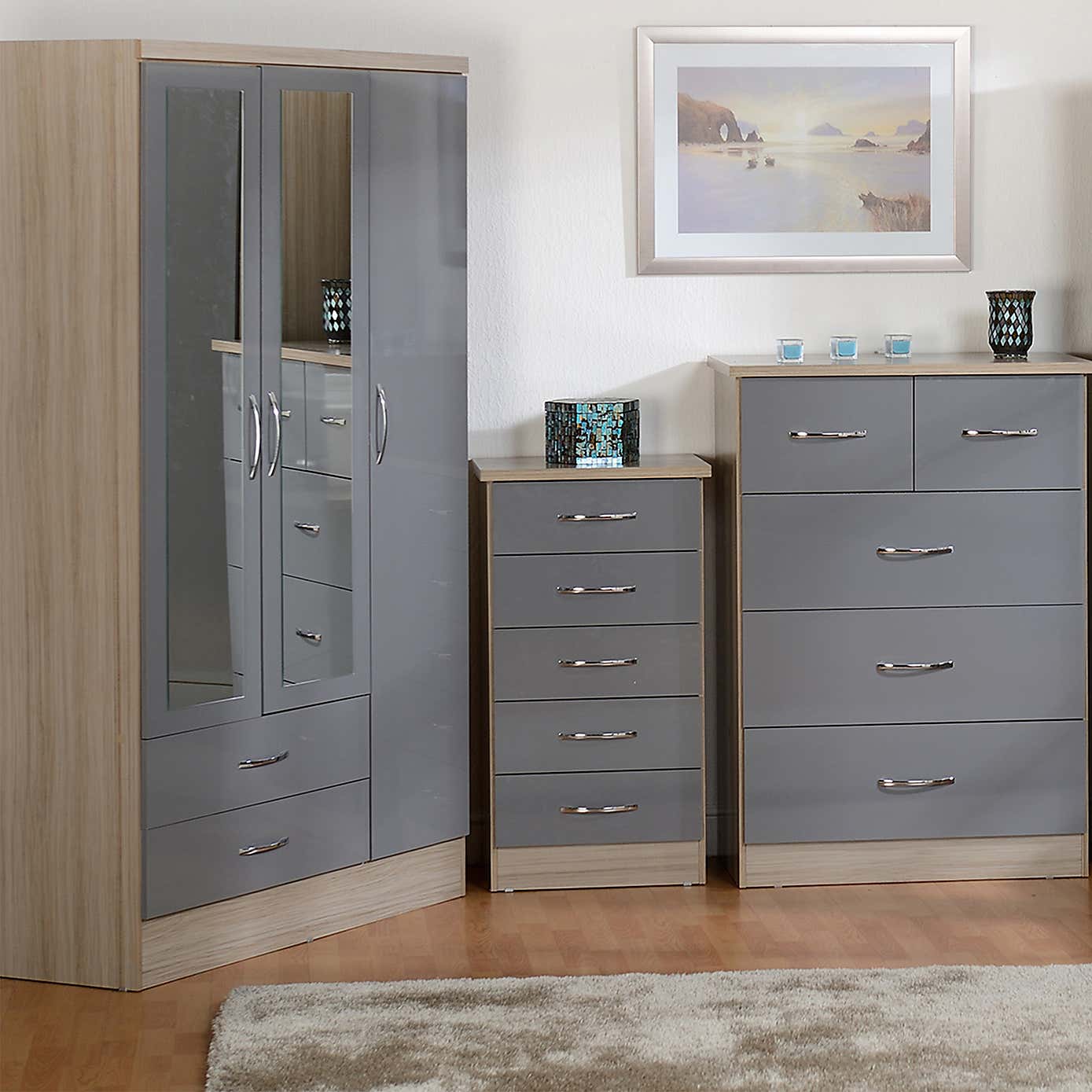 Nevada White Triple Drawer Wardrobe